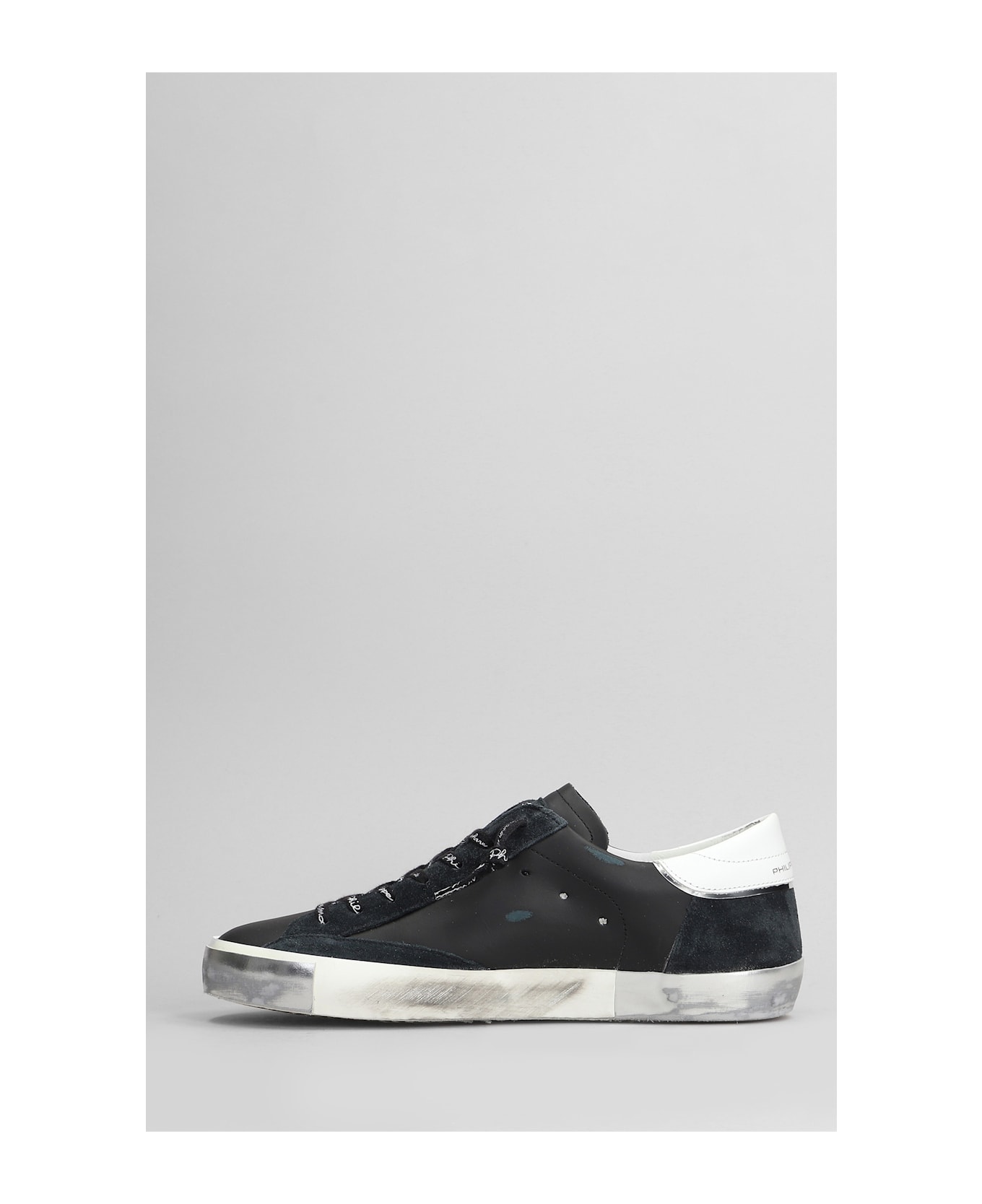 Philippe Model Prsx Low Sneakers In Black Leather - black