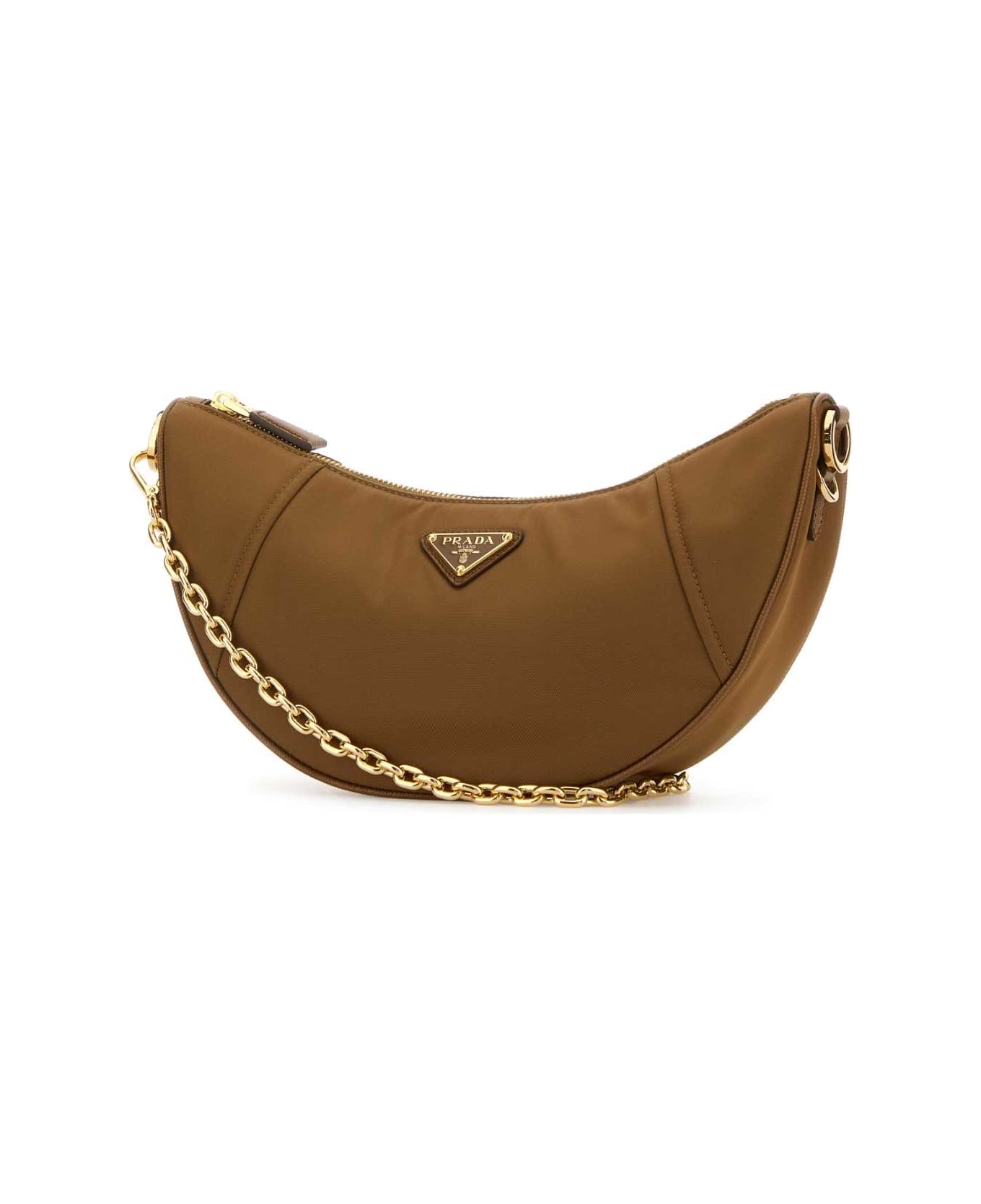 Prada Camel Re-nylon Prada Demi-lune Shoulder Bag - BRANDY