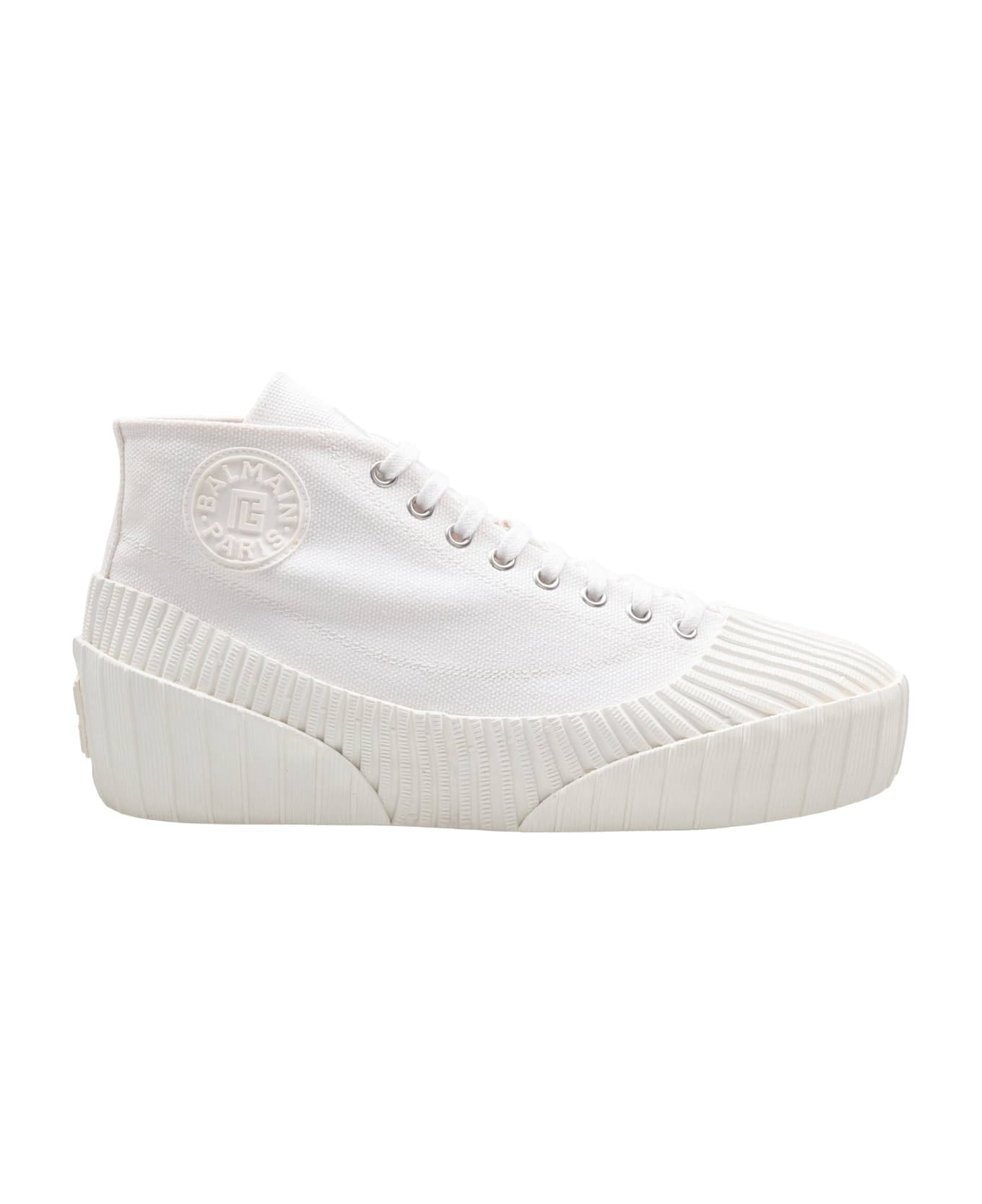 Balmain Riff Low Canvas Sneakers, White - WHITE