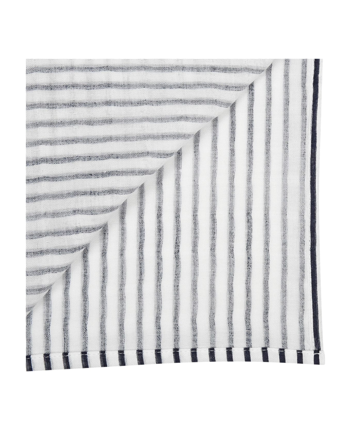 Petit Bateau White Blanket For Baby Boy With Stripes - White アクセサリー＆ギフト