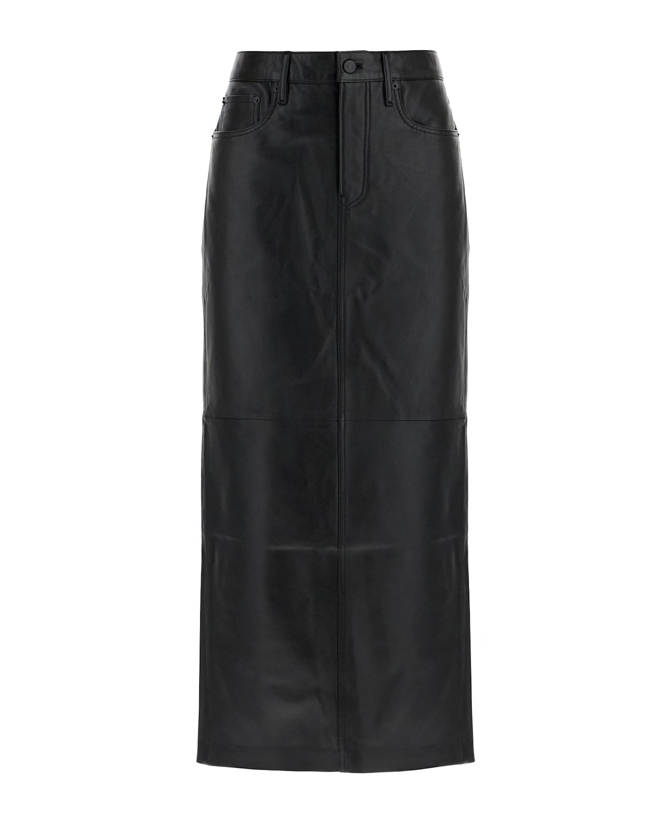 WARDROBE.NYC Leather Column Skirt For Women - BLACK (Black)