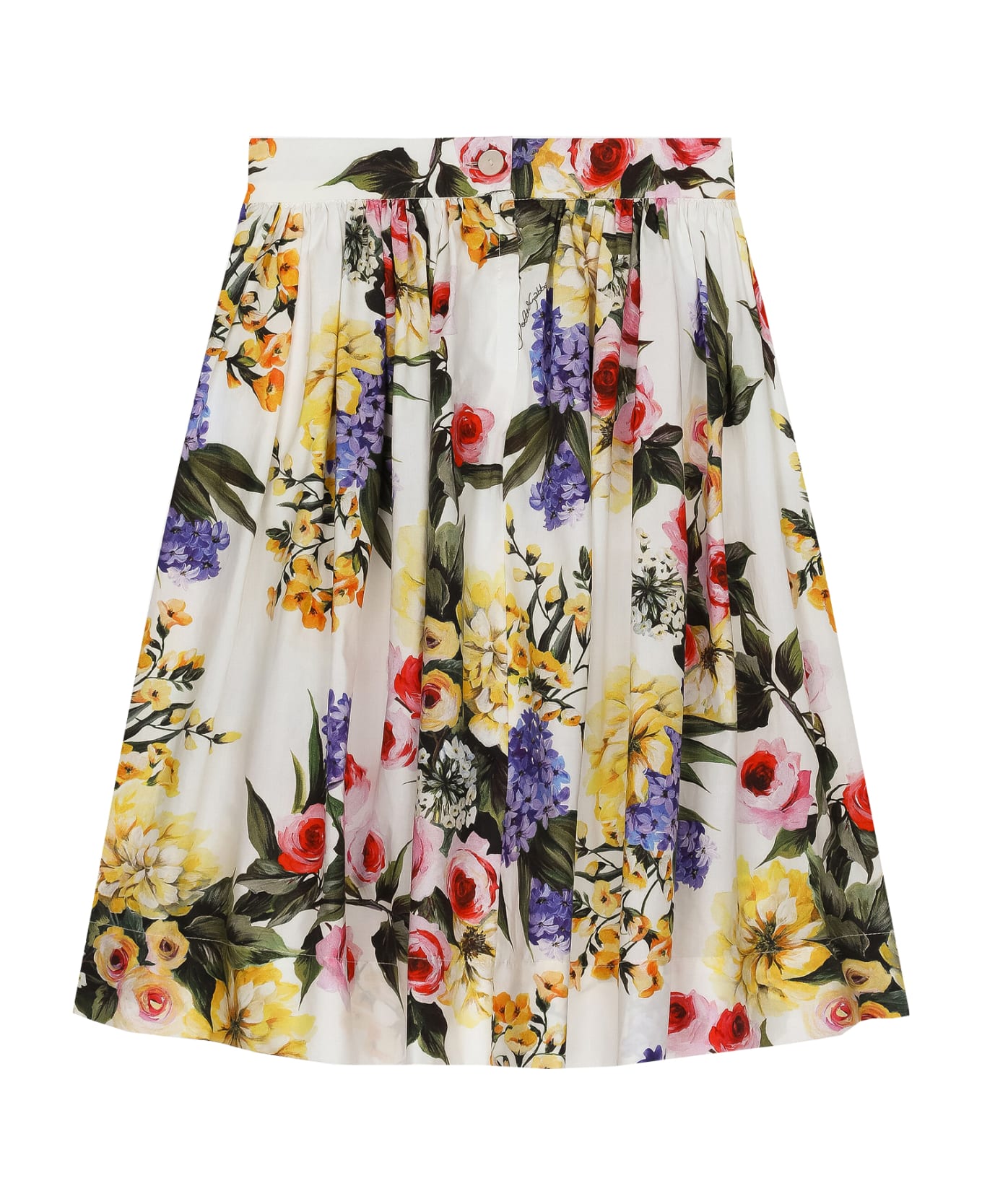 Dolce & Gabbana Long Skirt In Garden Print Poplin - Multicolor
