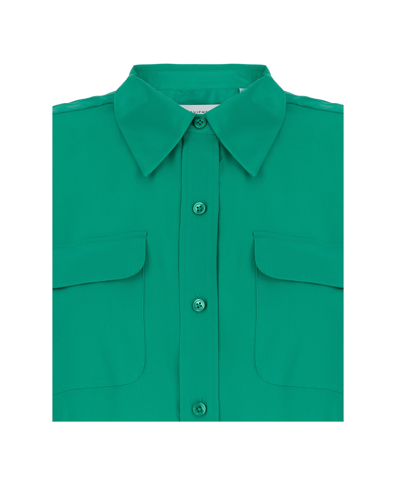 Equipment 
slim Signature
 Emerald Green Shirt With Classic Collar In Silk Woman - Green