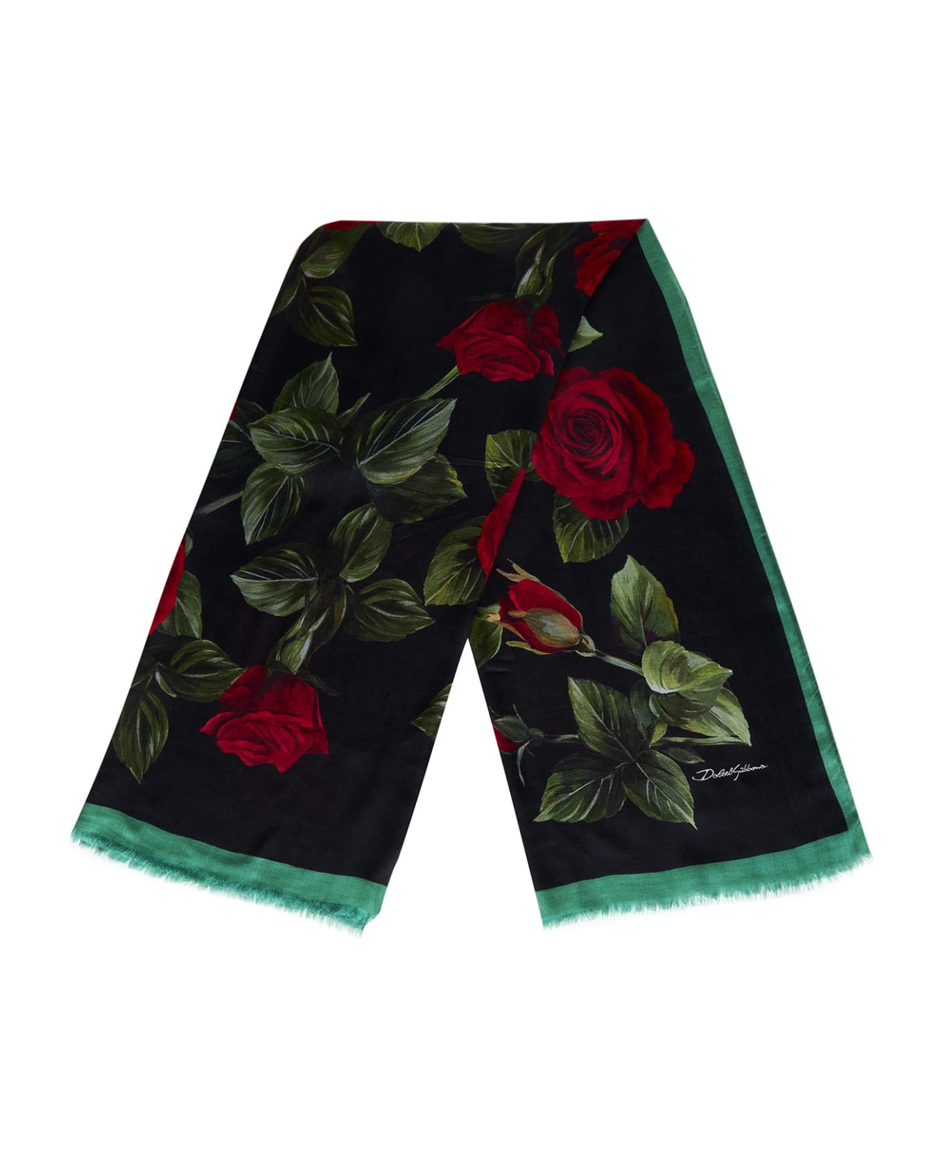 Dolce & Gabbana Scarf - Rose rosse fdo nero