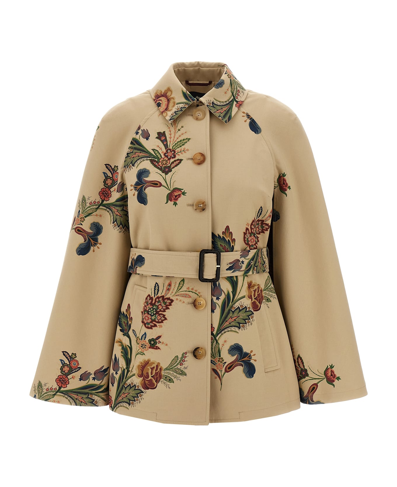 Etro Floral Print Cape Trench Coat - Multi