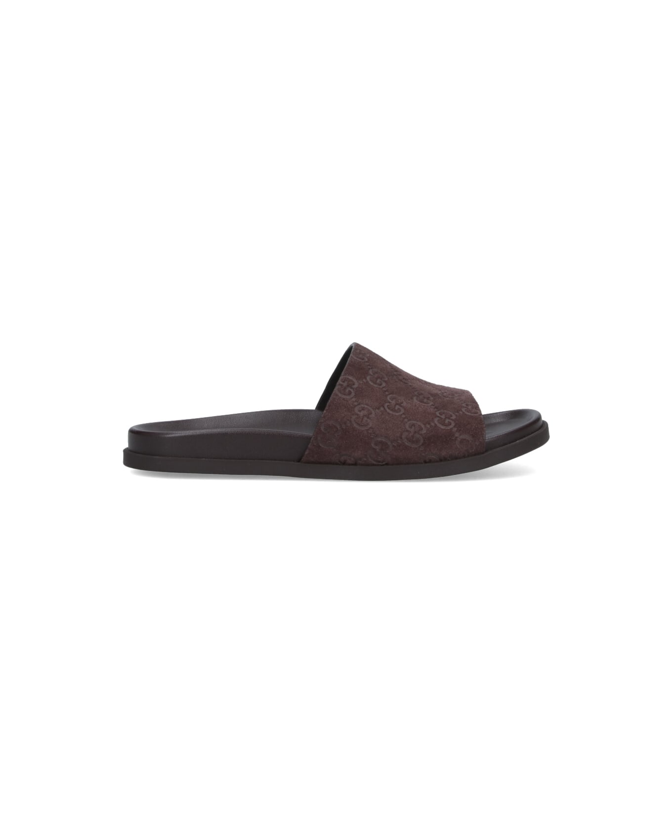 Gucci "gg" Slide Sandals - Brown