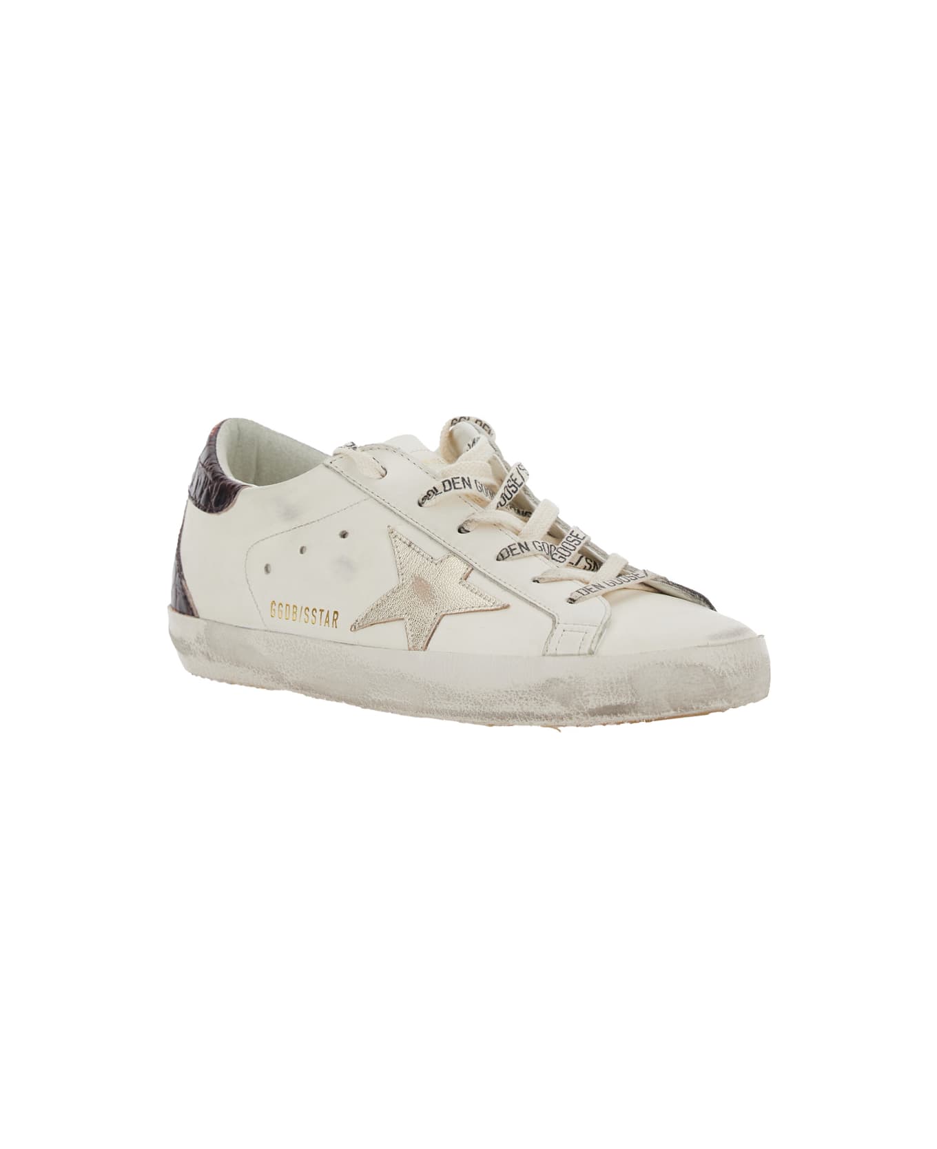 Golden Goose 'super-star' White Low Top Sneakers With Embossed Logo And Contrasting Heel In Leather Woman - White