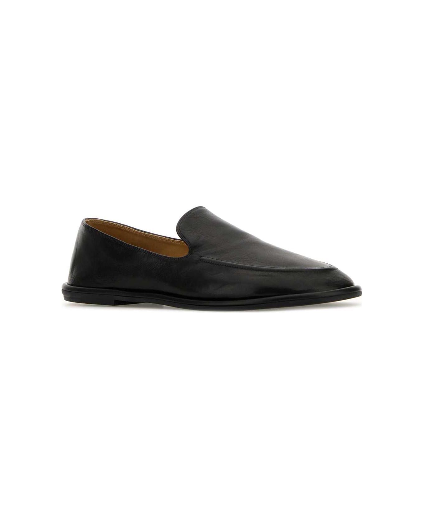 The Row Black Leather Canal Loafers - Black