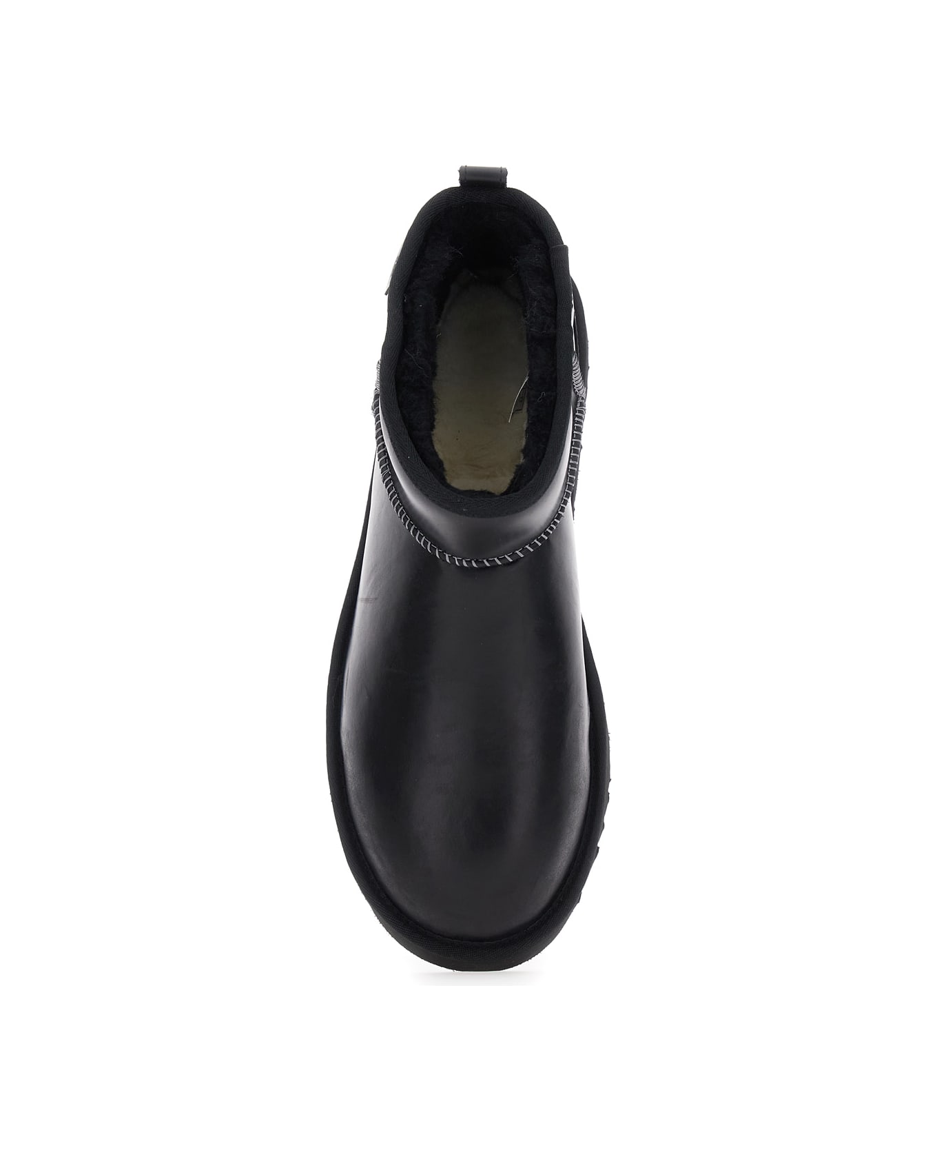 UGG 'ultra Mini' Black Boots With Logo Patch On Back In Leather Man - Black