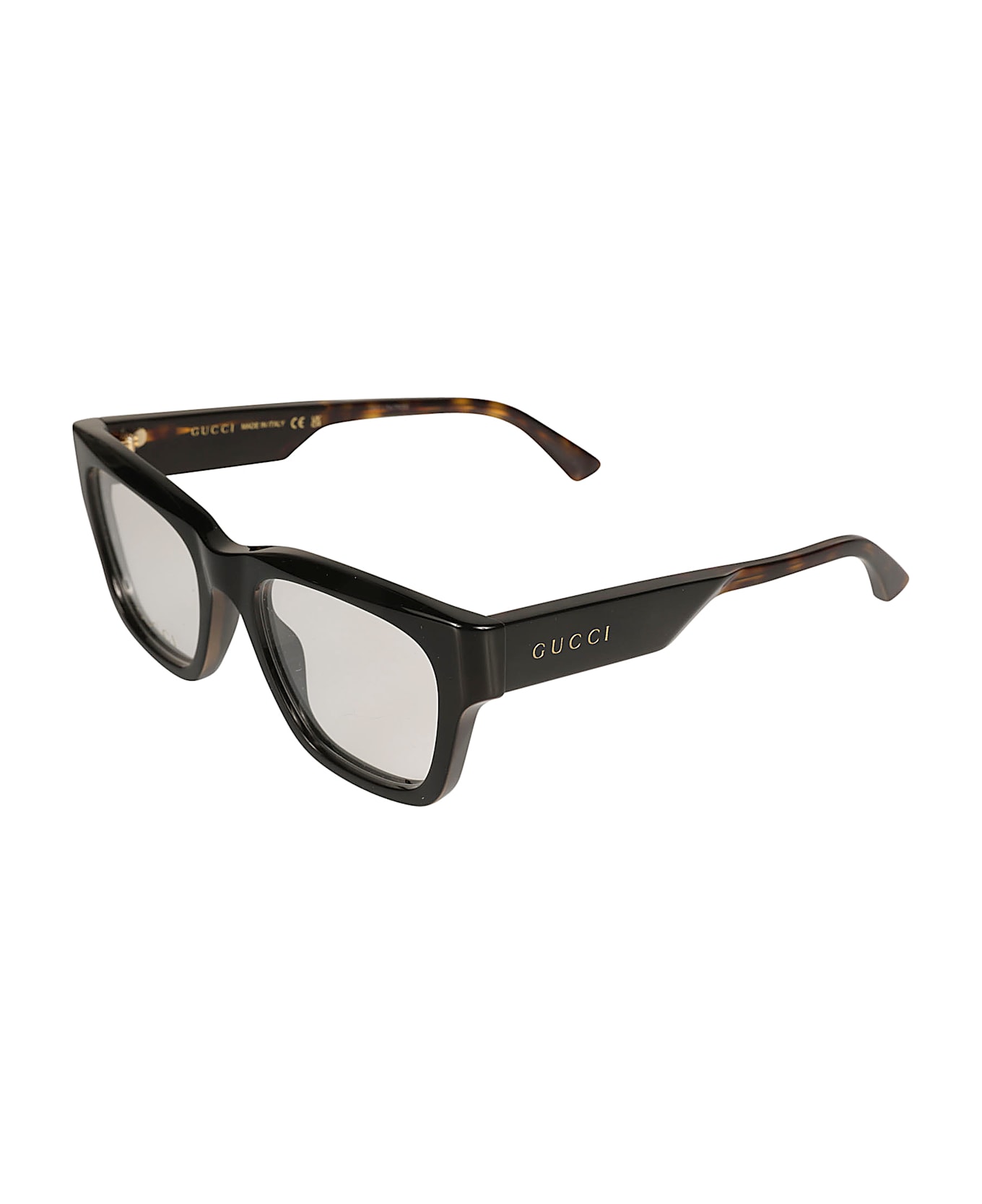 Gucci Eyewear Square Logo Lens Frame - BLACK-HAVANA-TRANSPARENT