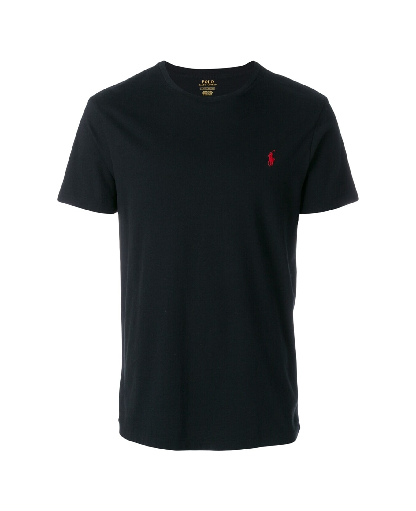 Ralph Lauren Black Cotton T-shirt With Logo - BLACK
