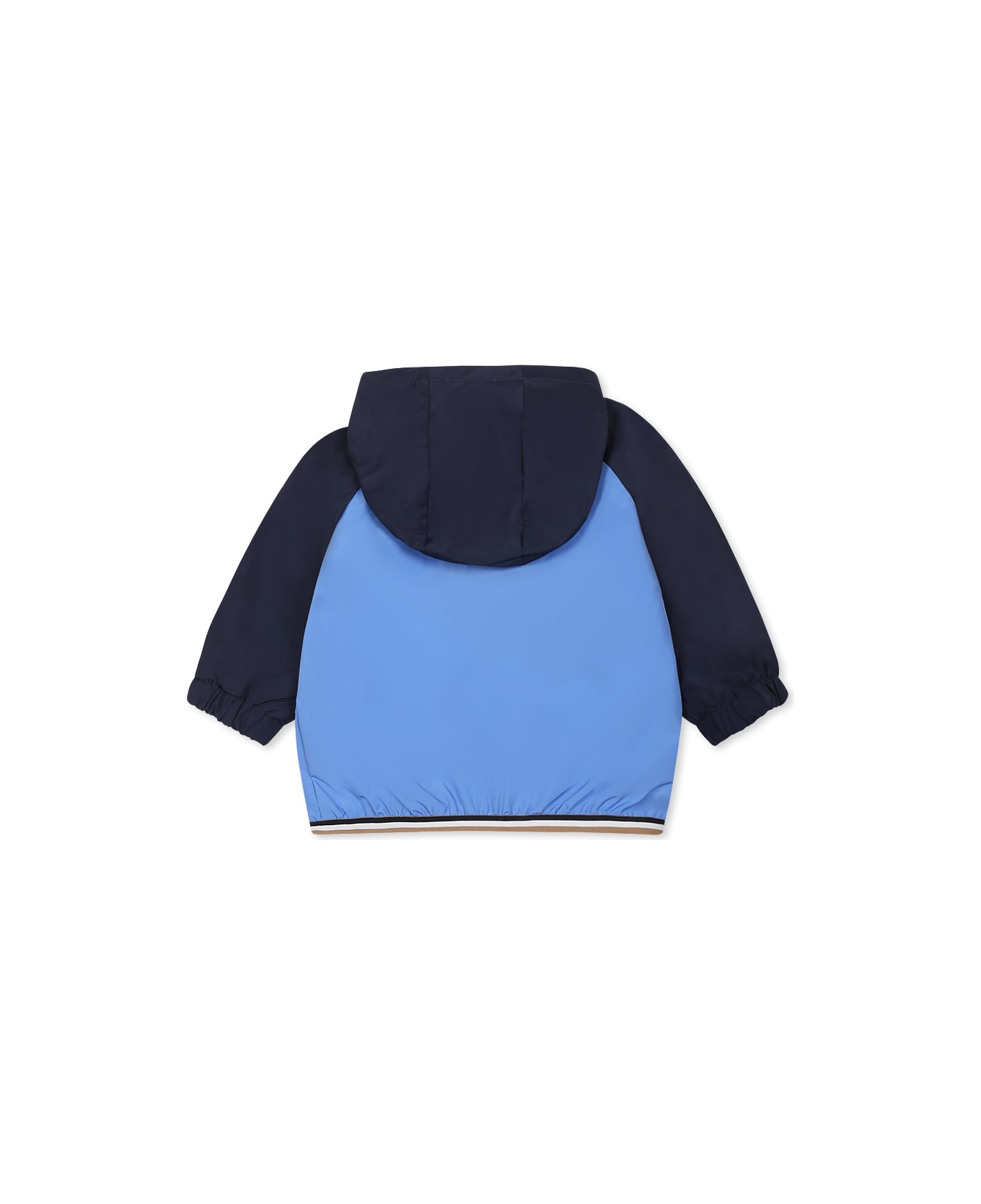 Hugo Boss Blue Windbreaker Jacket For Baby Boy With Logo - Multicolor