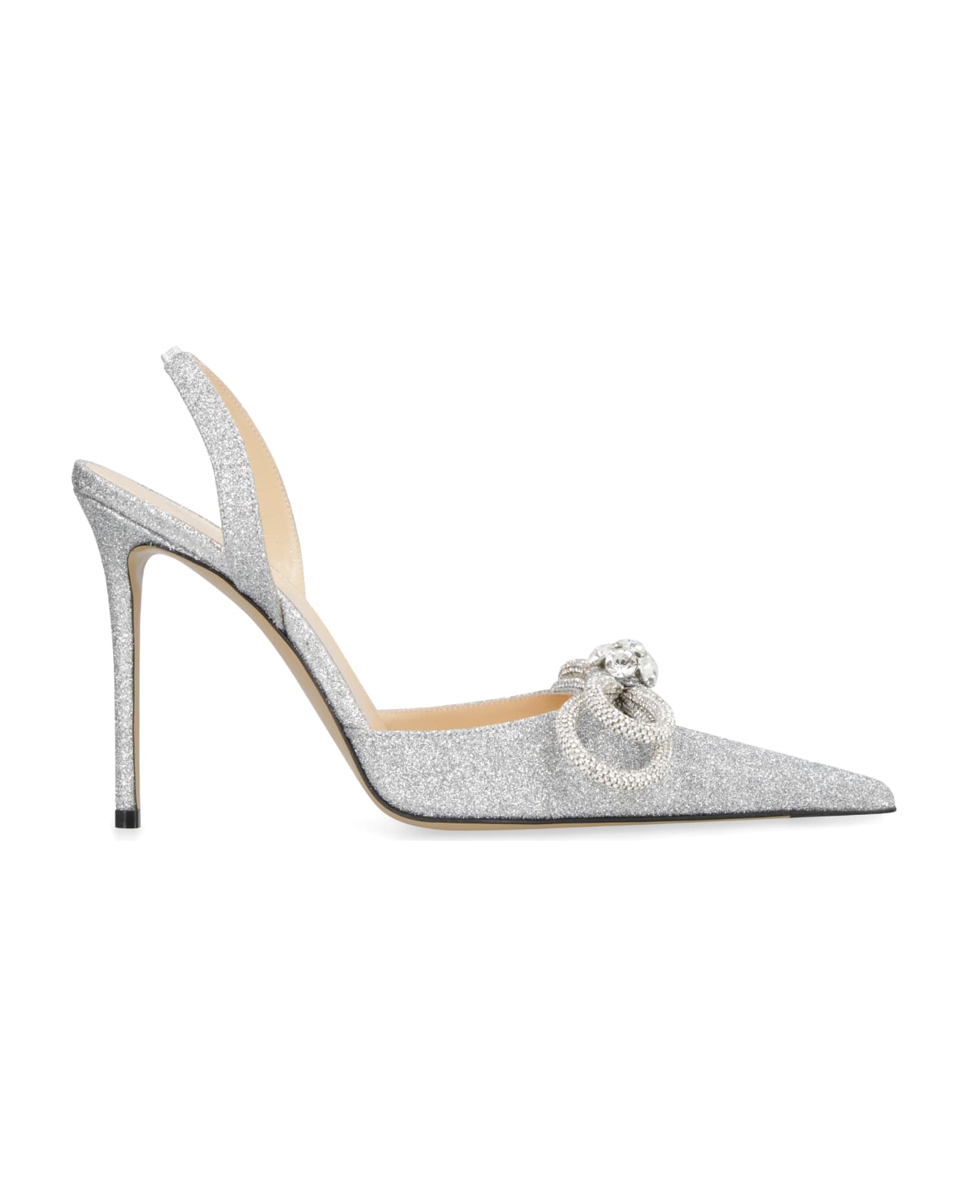 Mach & Mach Pumps Embellished Pointy-toe Slingback Pumps - Silver
