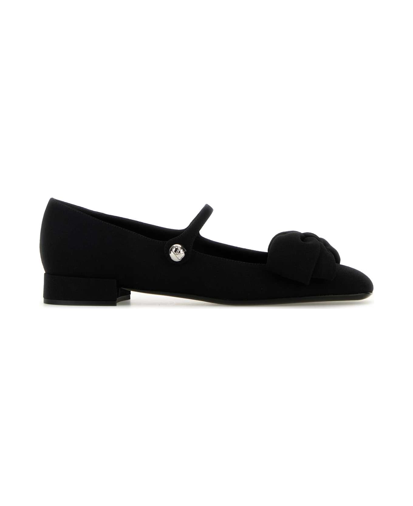 Valentino Garavani Black Crepe Bowjane Ballerinas - Black