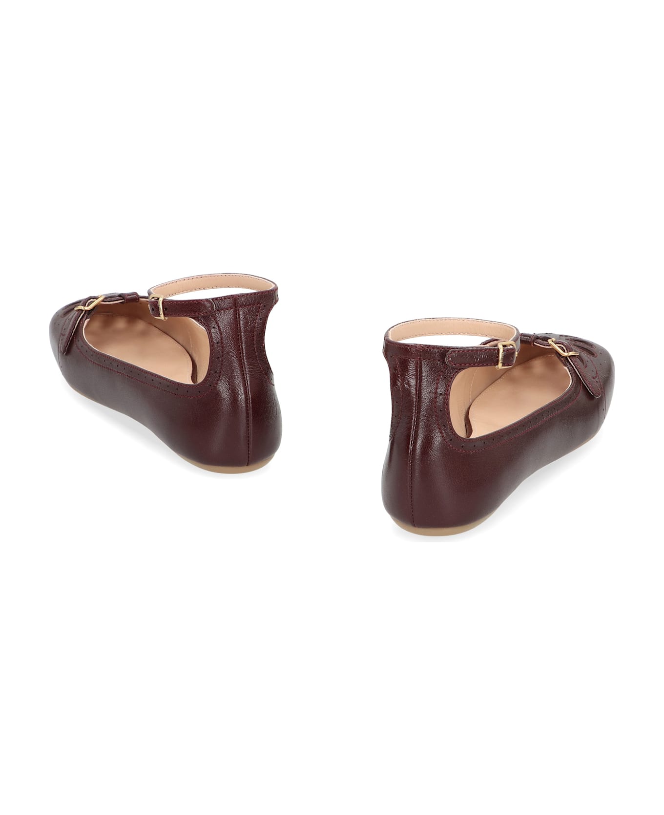 Chloé Misty Ballet Flats In Leather - Red-purple or grape