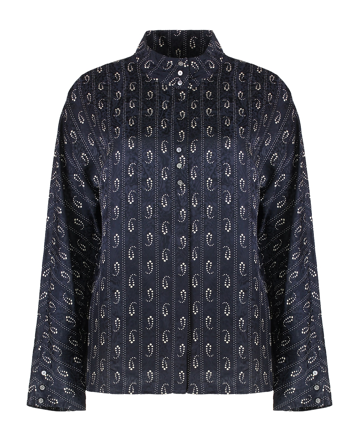 Tory Burch Jacquard Viscose And Silk Blouse - blue