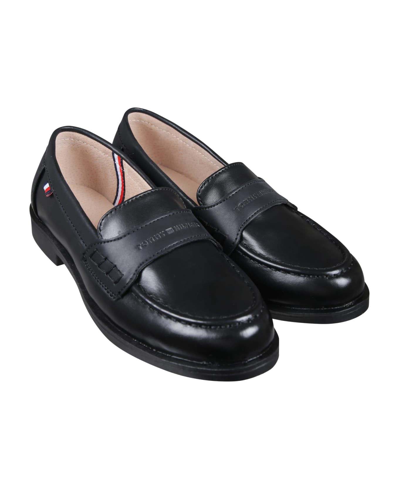 Tommy Hilfiger Black Loafers For Boy With Logo - Black