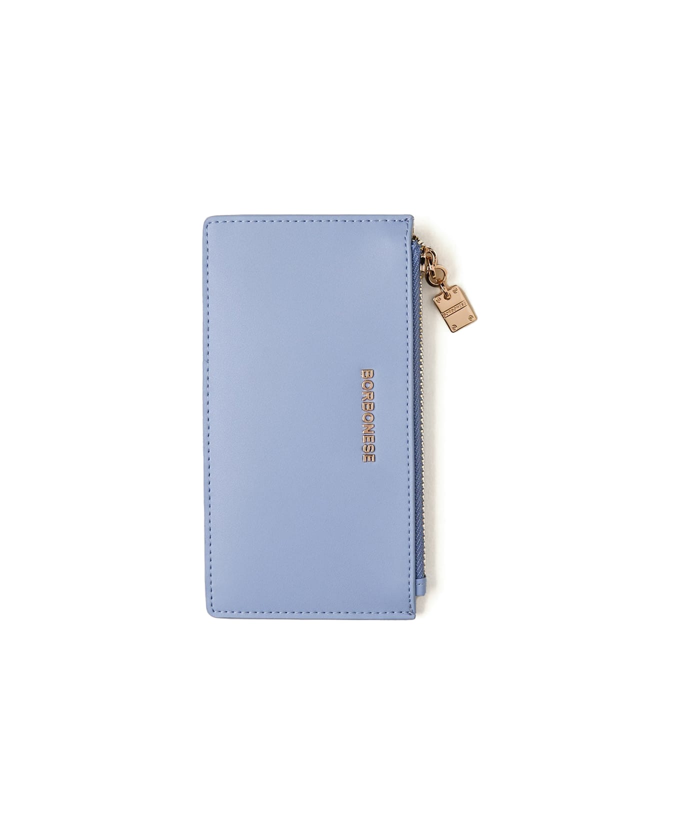 Borbonese Medium Light Blue Leather Card Holder - TOPAZIO