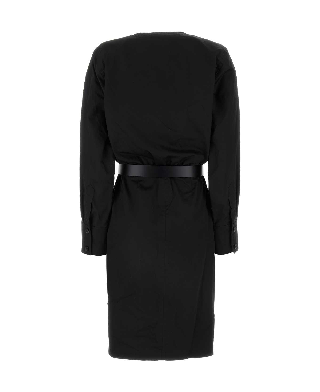 Saint Laurent Black Cotton Blend Dress - NOIR