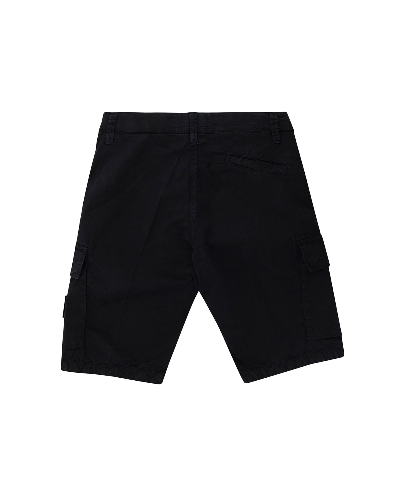 Stone Island Blue Bermuda Shorts With Logo Patch In Stretch Cotton Boy
