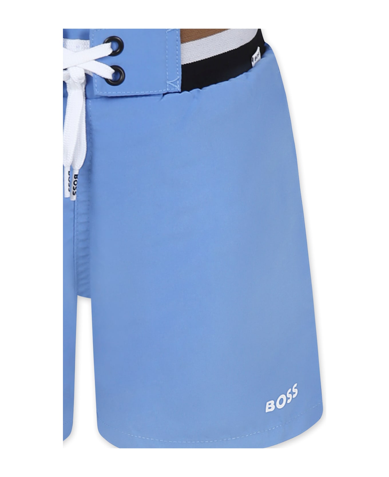Hugo Boss Light Blue Swim Shorts For Boy With Logo - Light Blue