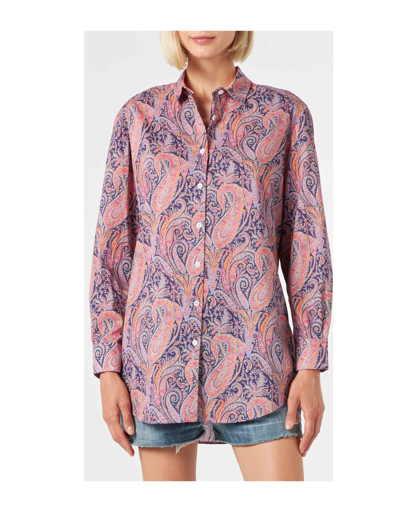 MC2 Saint Barth Brigitte Cotton Shirt With Liberty Flower Print | Made With Liberty Fabric - MULTICOLOR