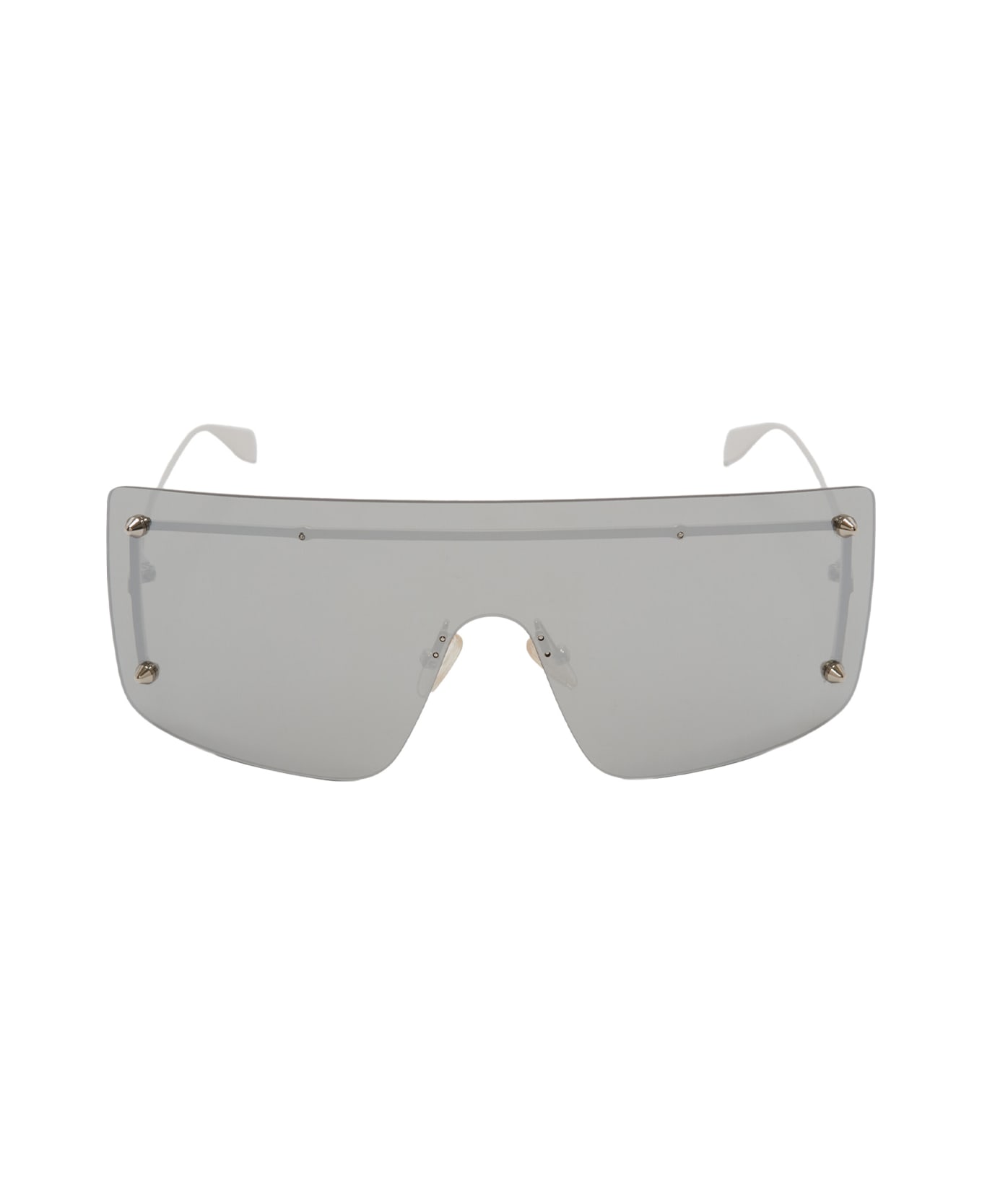 Alexander McQueen Spike Studs Mask Sunglasses In Silver - Silver