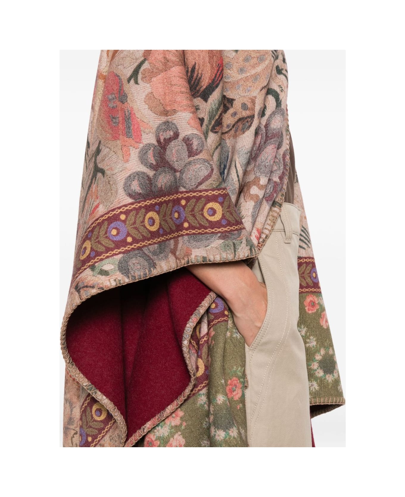 Pierre-Louis Mascia Wool Printed Poncho - Red