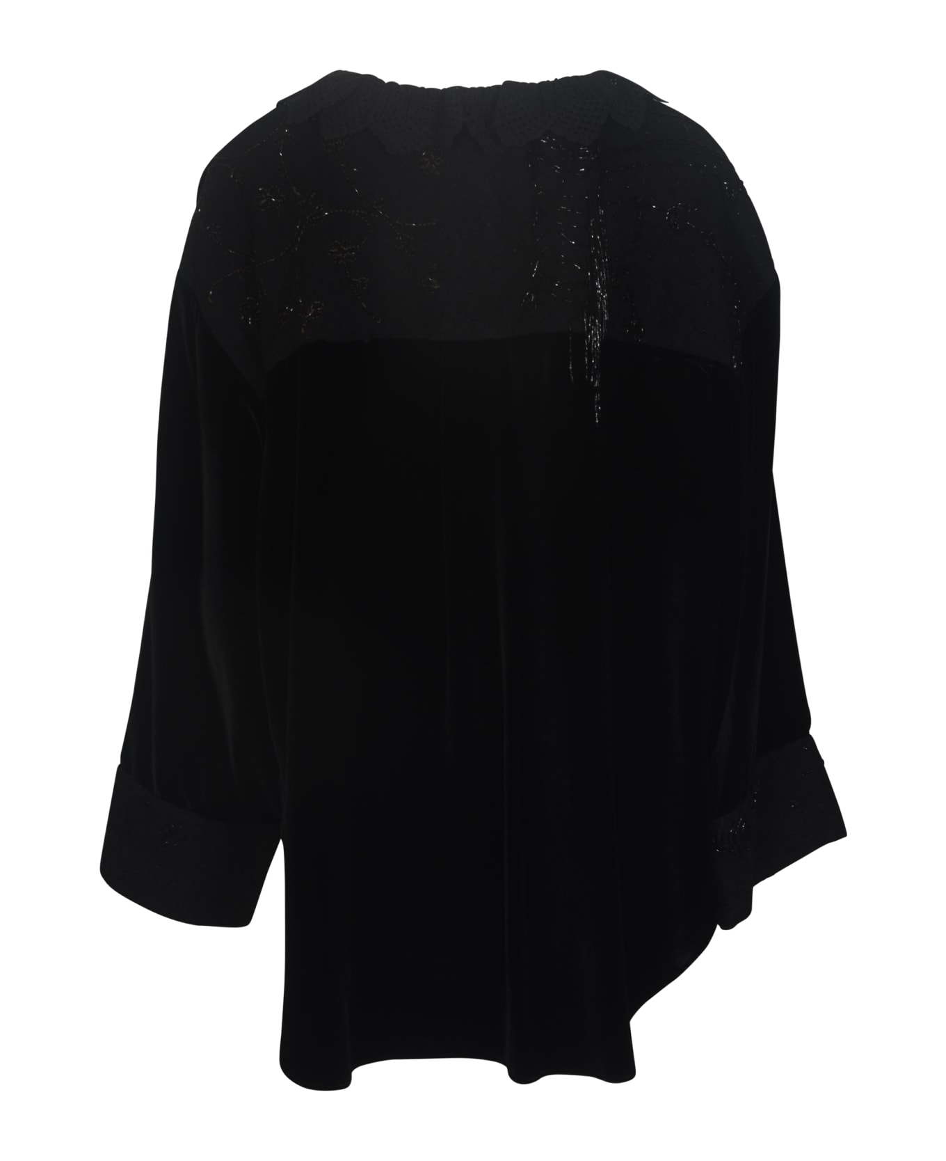By Walid Embellished Tie-neck Tunic - Black