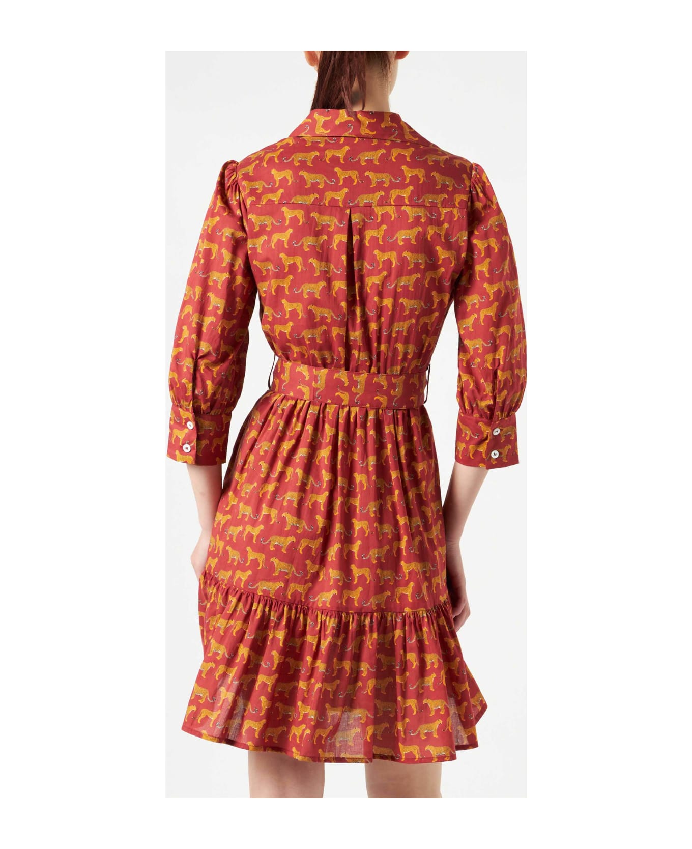 MC2 Saint Barth Animalier Print Cotton Short Dress Daisi With Embroideries - RED