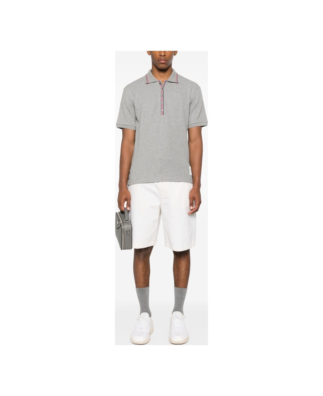 Thom Browne Rwb Cotton Polo Shirt - Light Grey