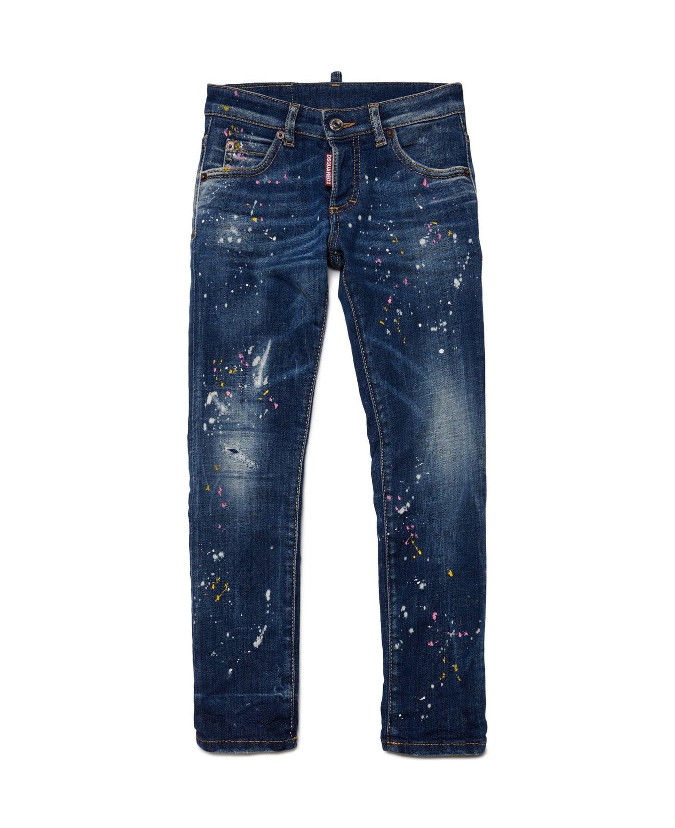 Dsquared2 Clement Paint-splatter Distressed Jeans - Blue Denim ボトムス