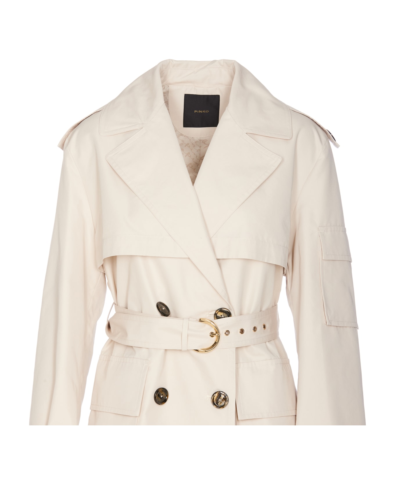 Pinko Belted Double-breasted Trench Coat - Beige レインコート
