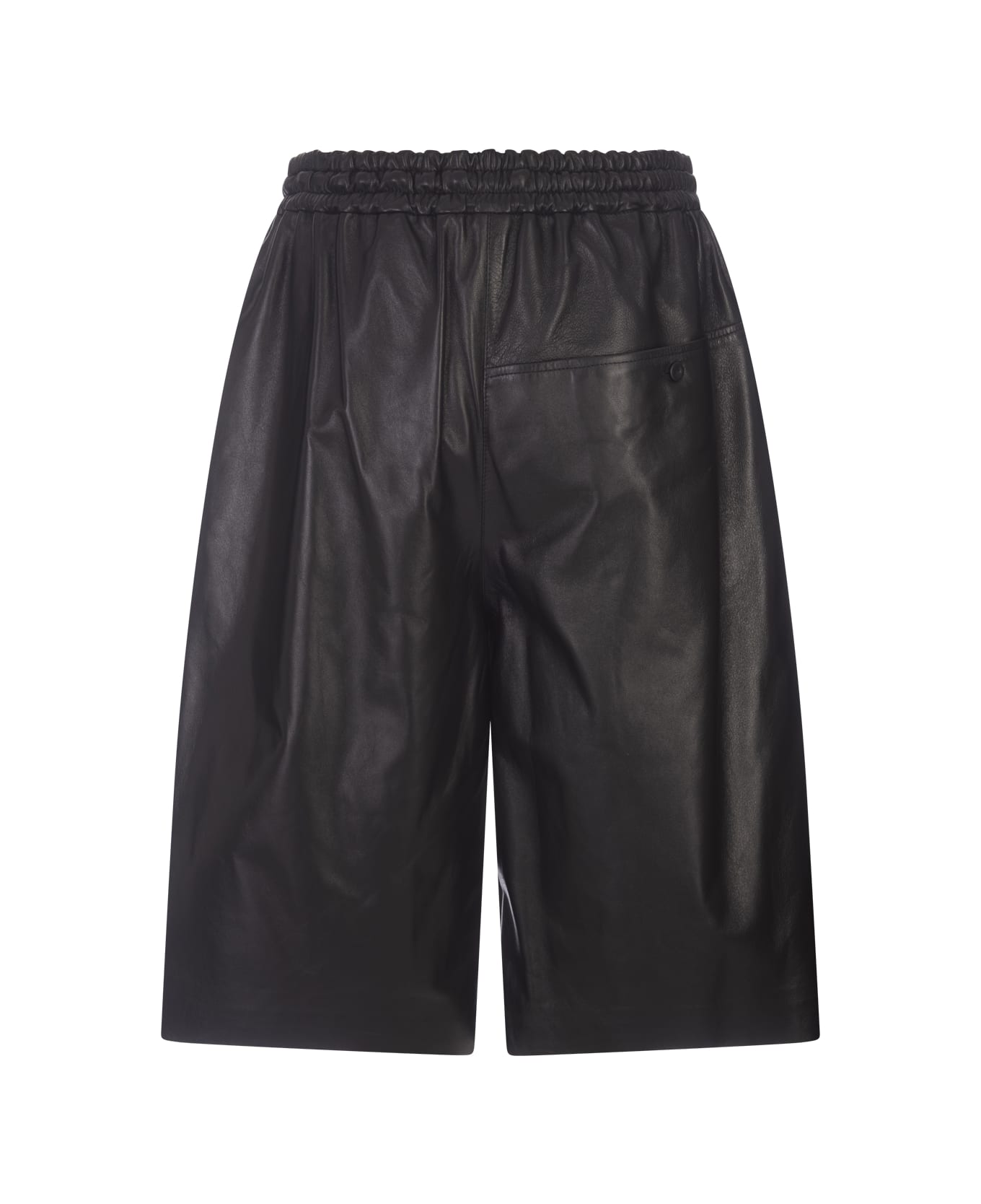 Jil Sander Black Leather Shorts - Black