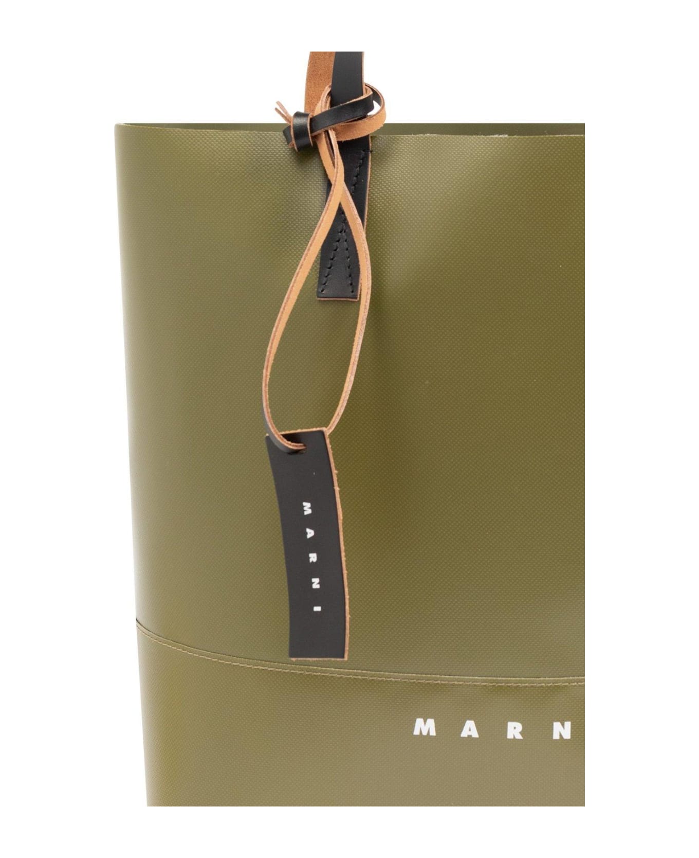 Marni N/s Logo-printed Top Handle Bag - GREEN