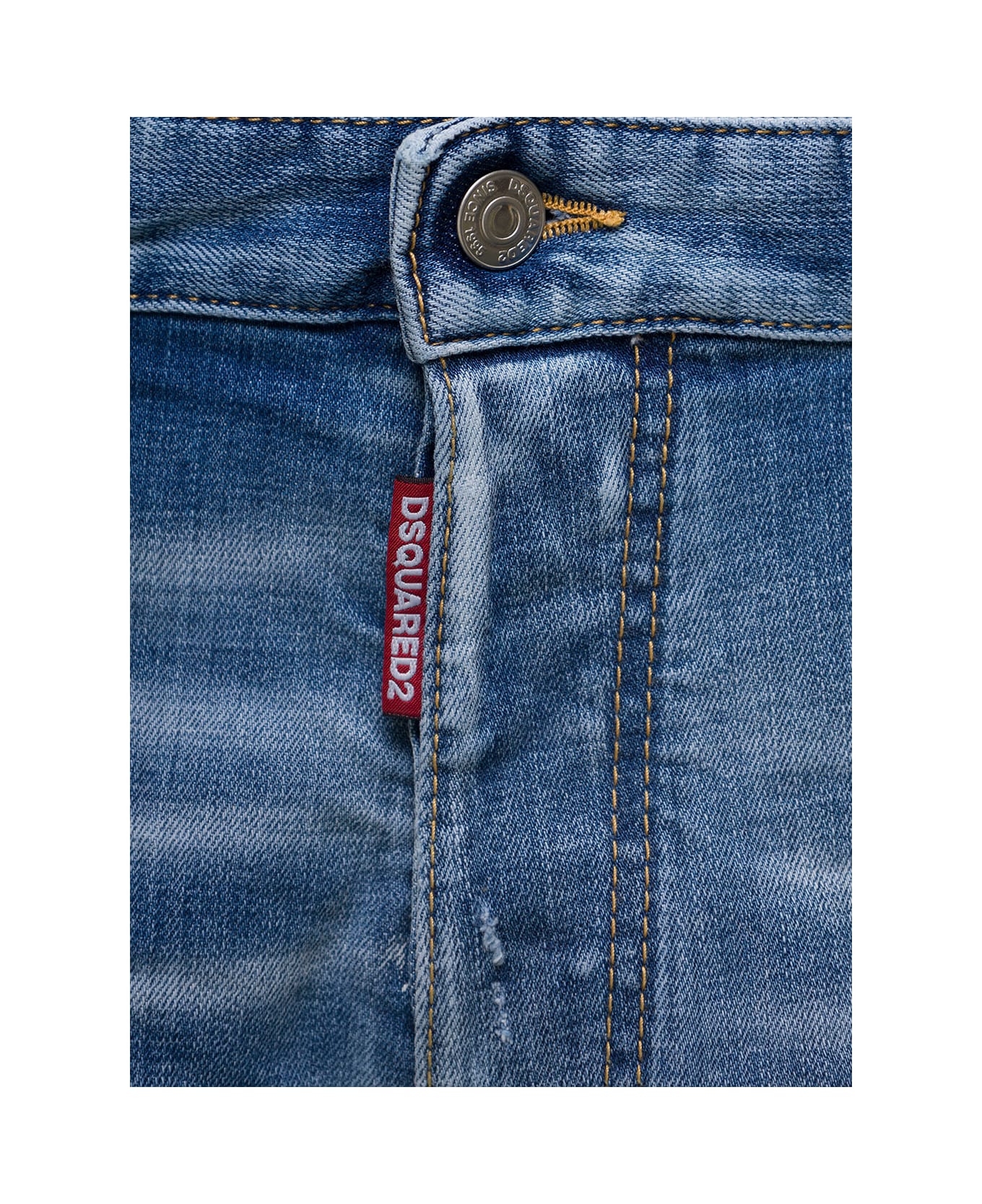 Dsquared2 'skater' Light Blue 5-pocket Style Jeans With Light Wash In Stretch Cotton Denim Man - Blu