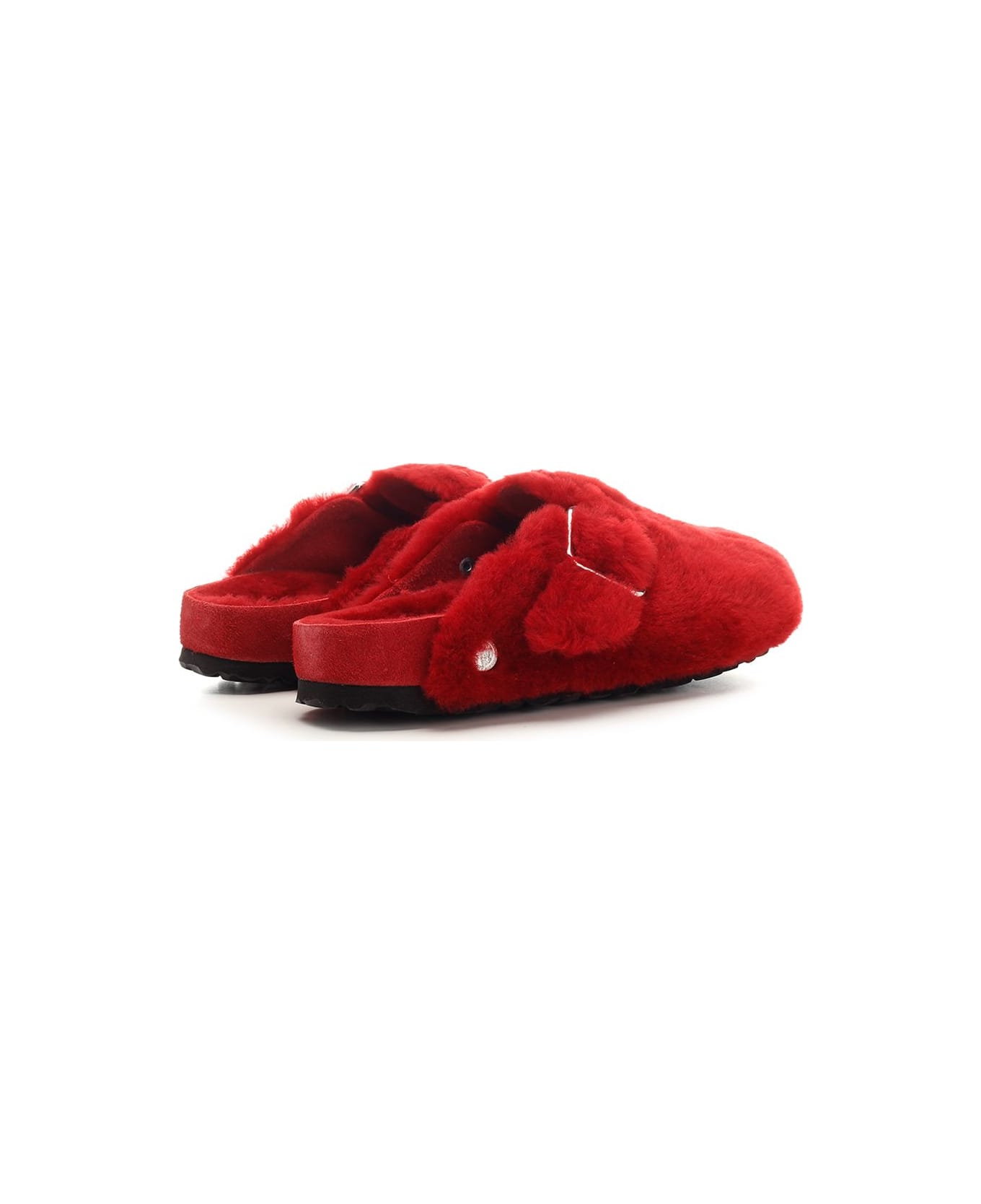 Birkenstock 'boston' Shearling Sabot - Rosso