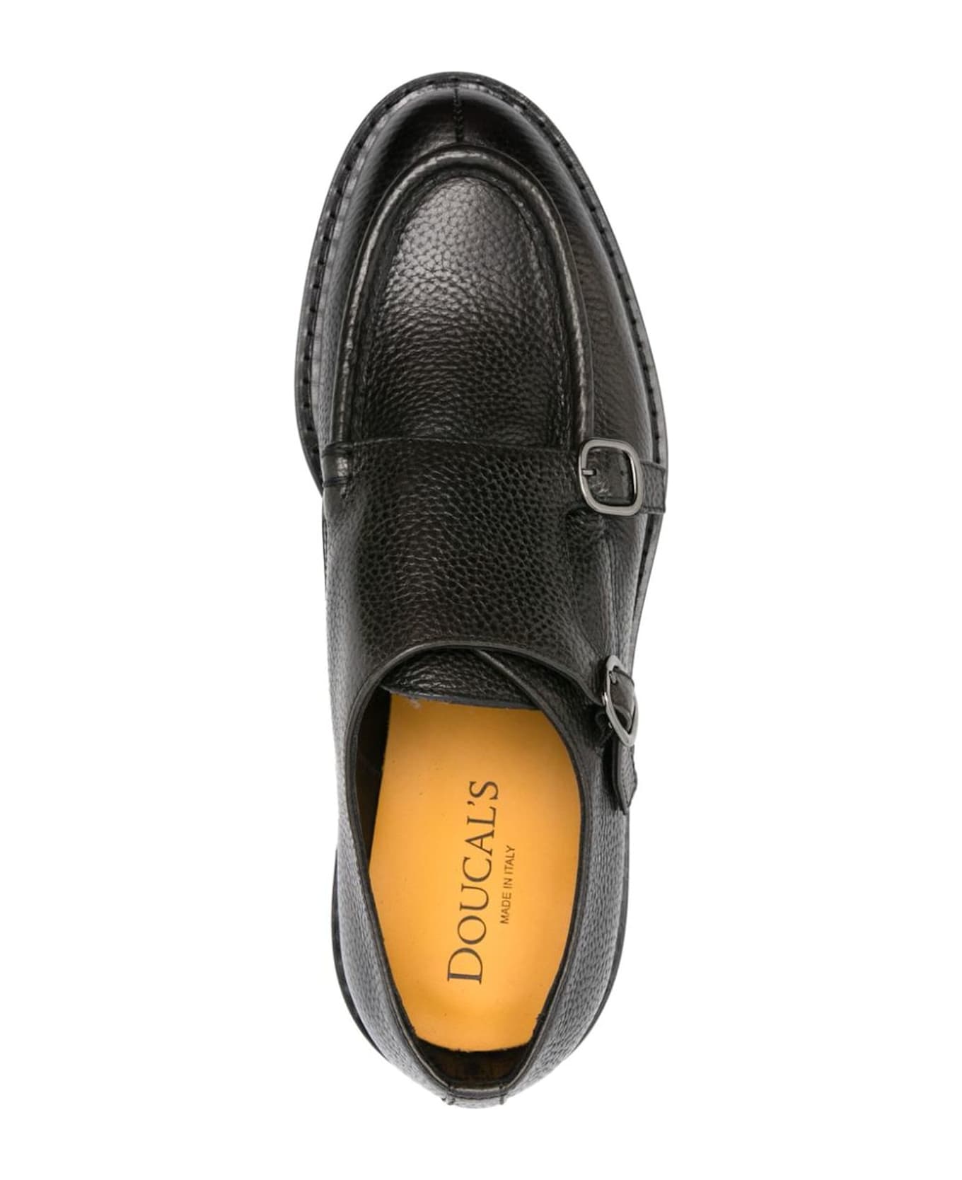 Doucal's Black Calf Leather Monk Shoes - Black