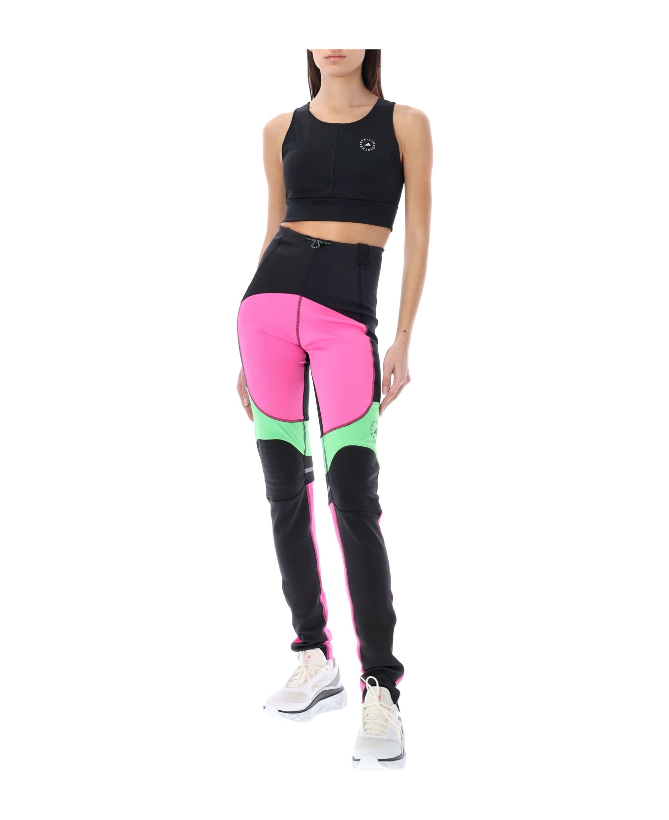 Adidas by Stella McCartney Colorblock Active Leggings - BLACK PINK GREEN