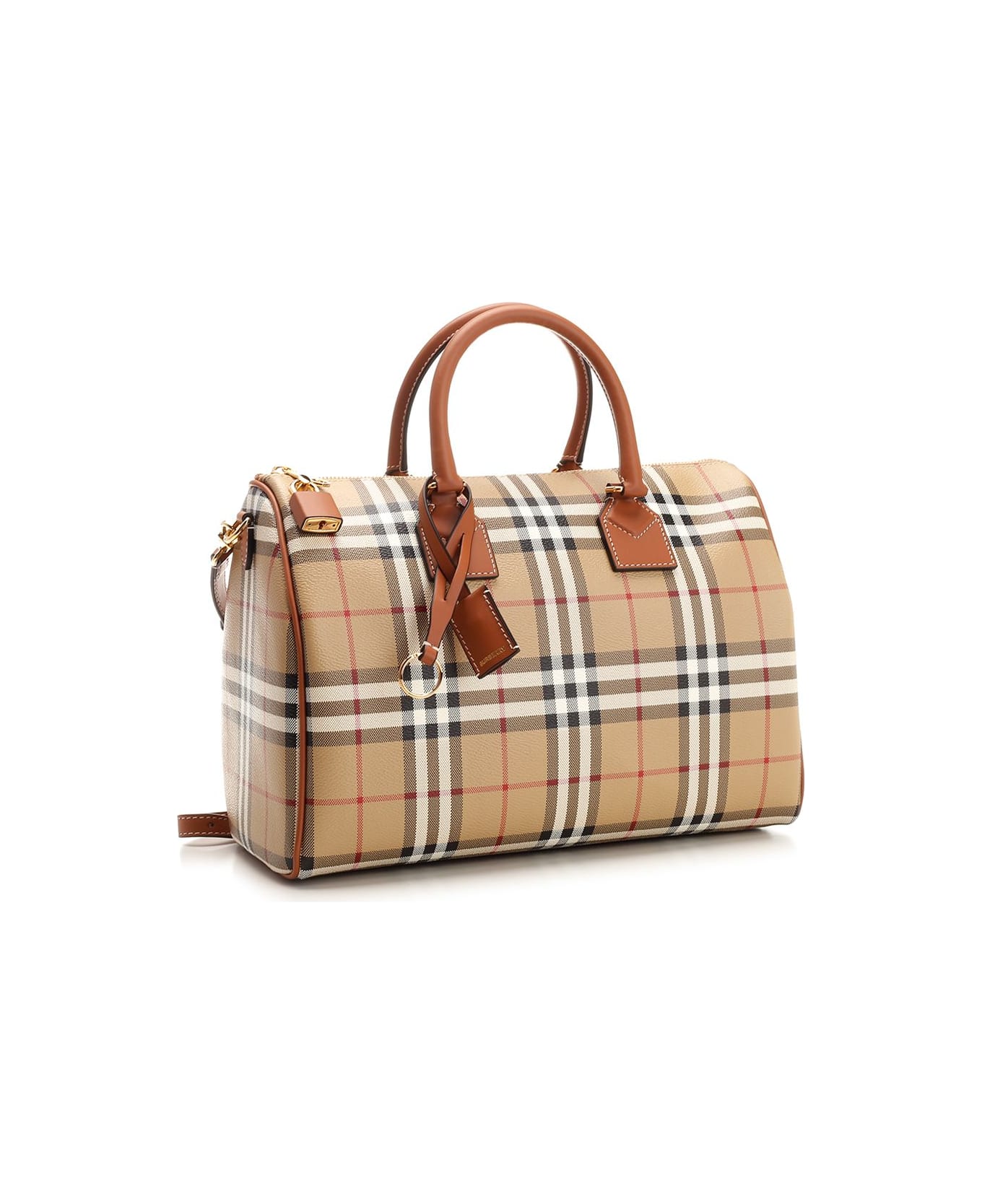 Burberry 
bowling Check
 Medium Size Hand Bag - Brown
