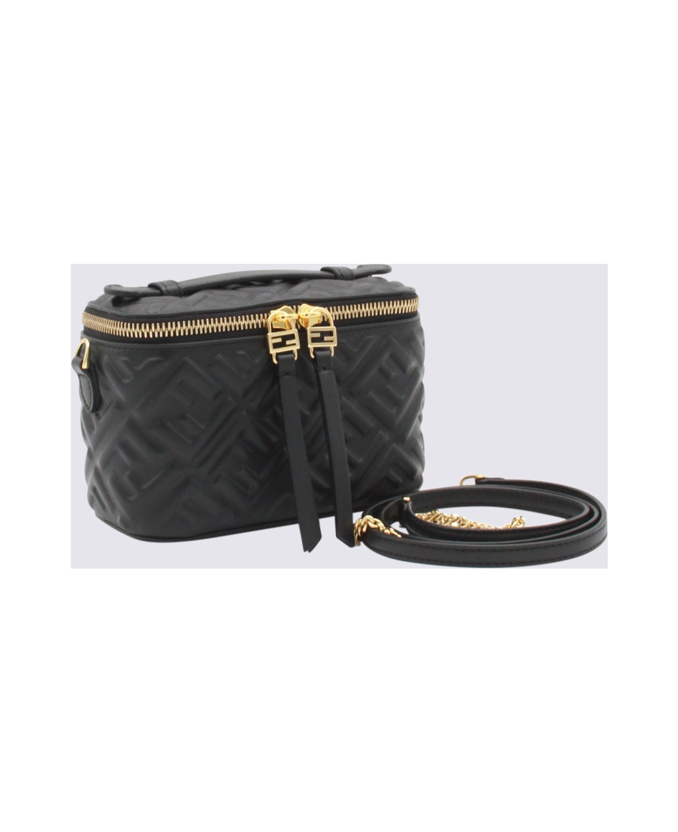 Fendi Black Leather Vanity Top Handle Bag - Black