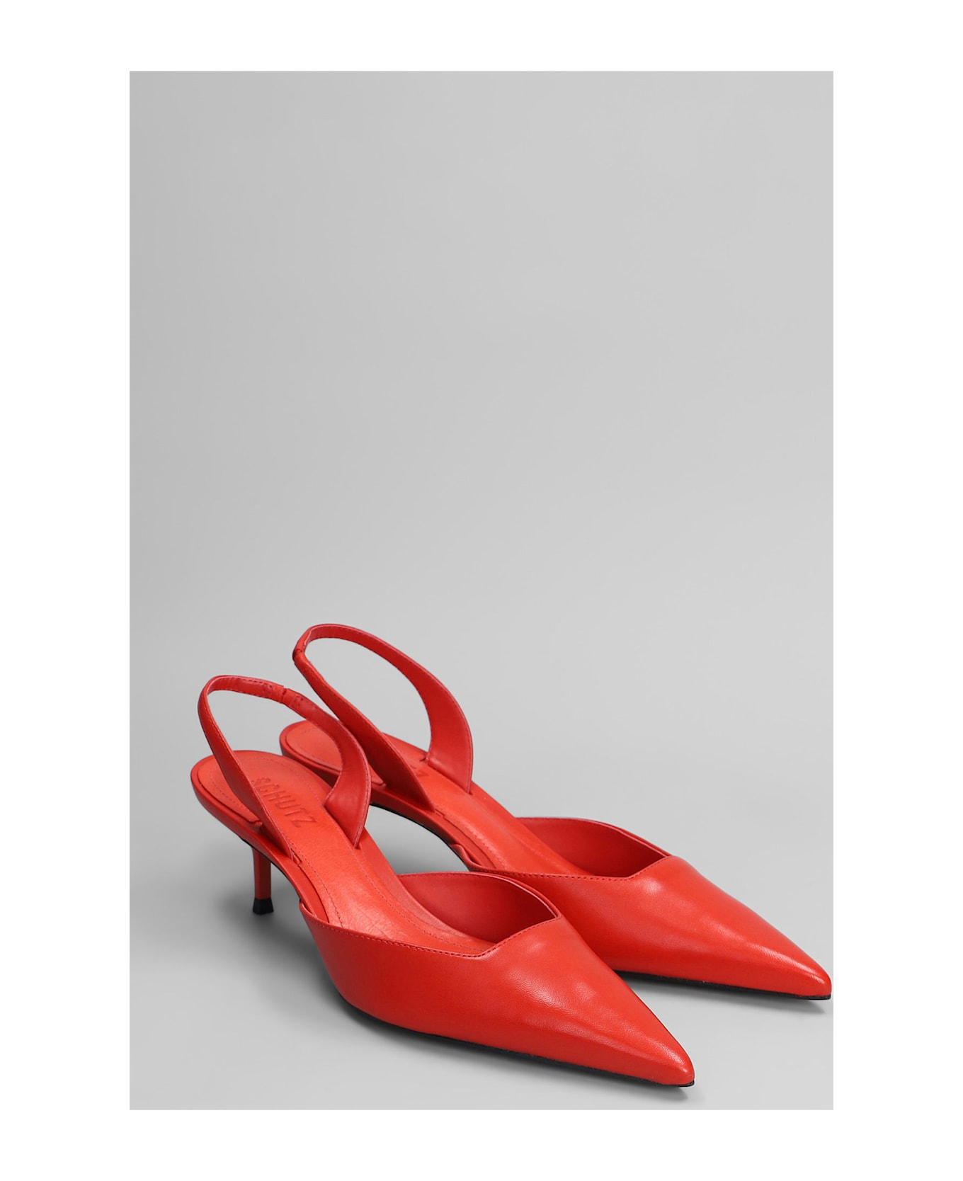 Schutz Paola Mid Pumps In Red Leather - red