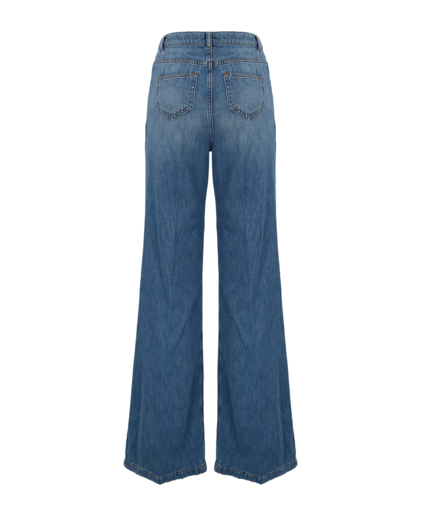 TwinSet Flared Jeans With Buttons TwinSet - BLUE