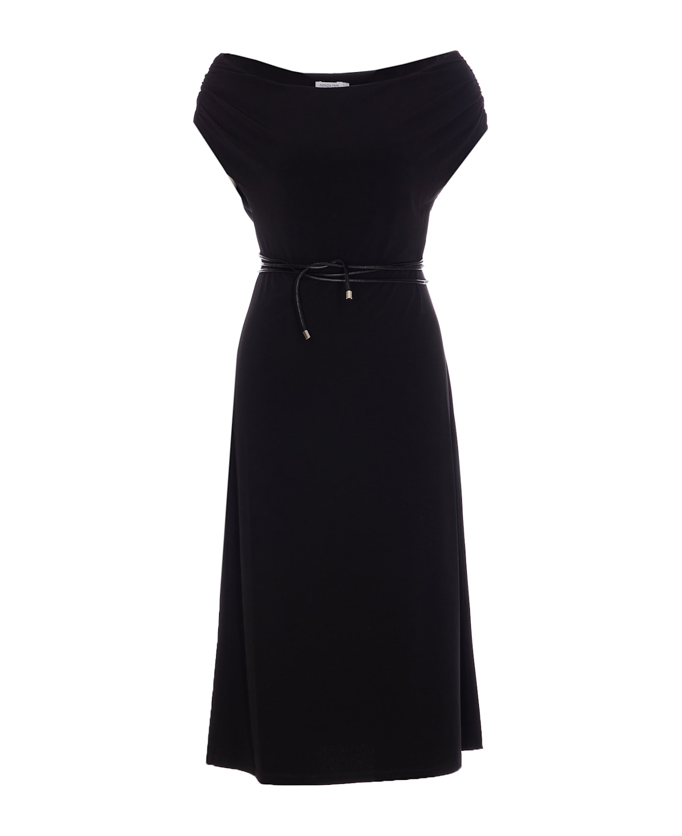 Patrizia Pepe Boat Neck Dress With Belt - Black
