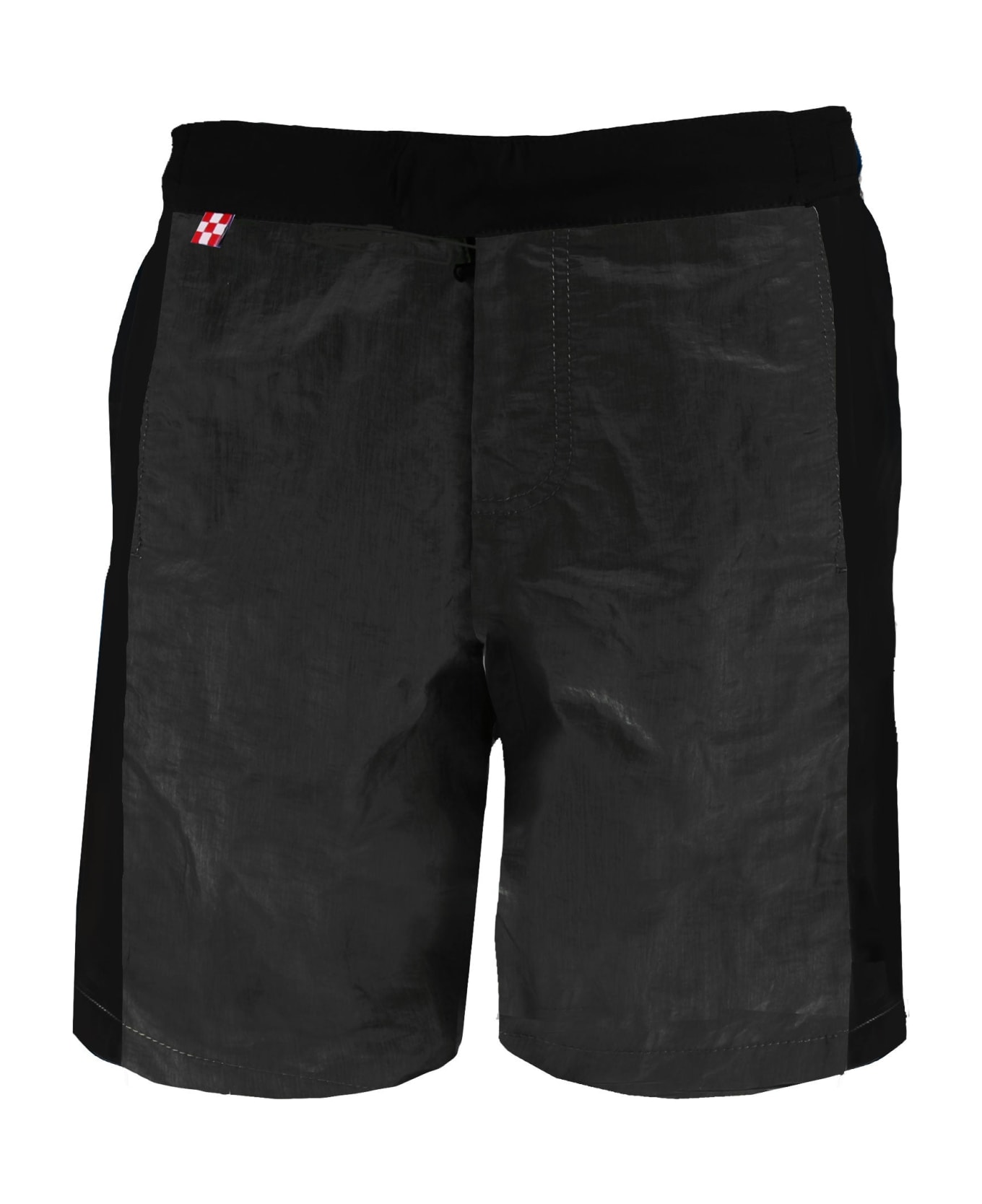 MC2 Saint Barth Check Swim Shorts With Contrast Lateral Band - BLACK