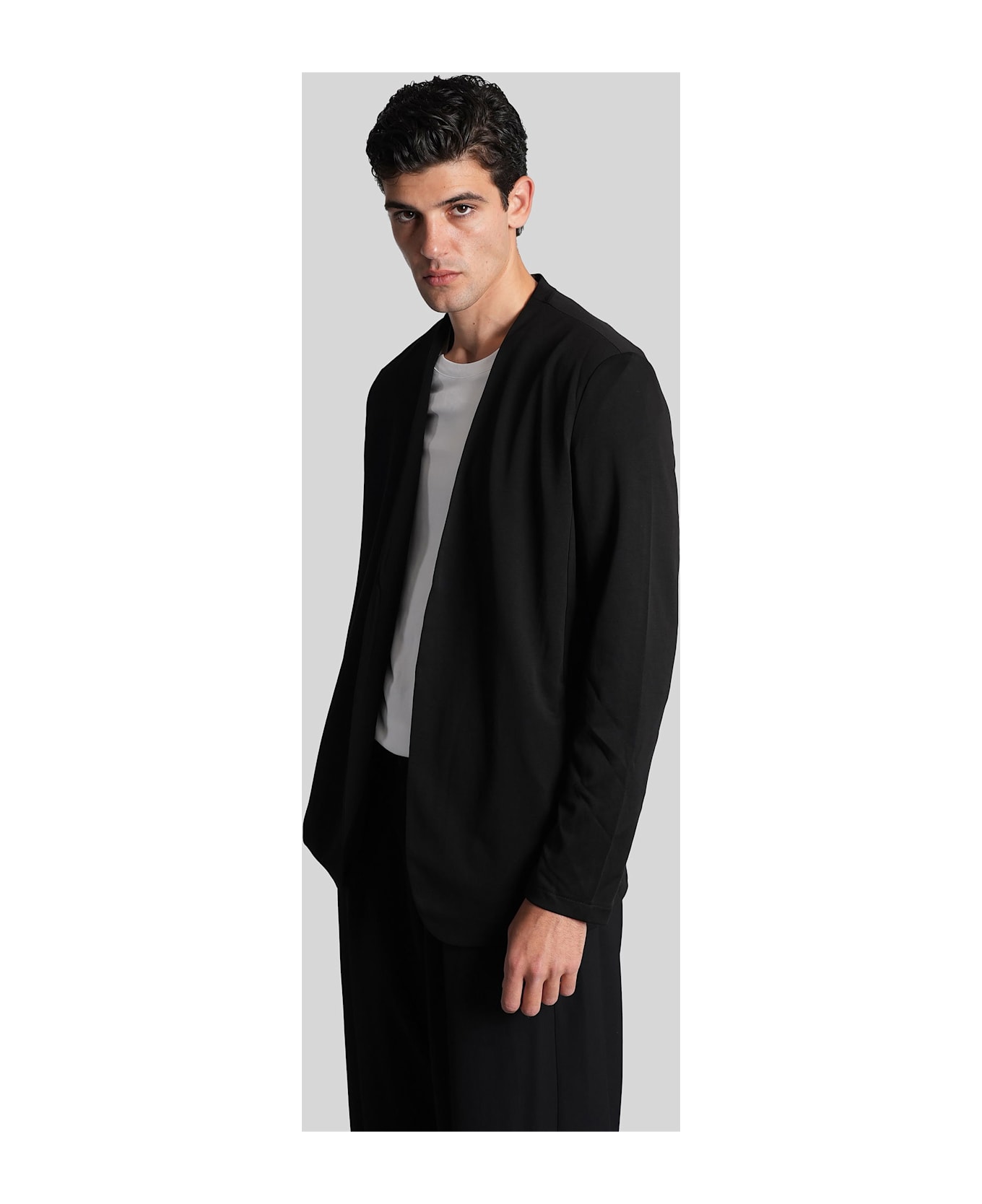 Attachment Cardigan In Black Cotton - black