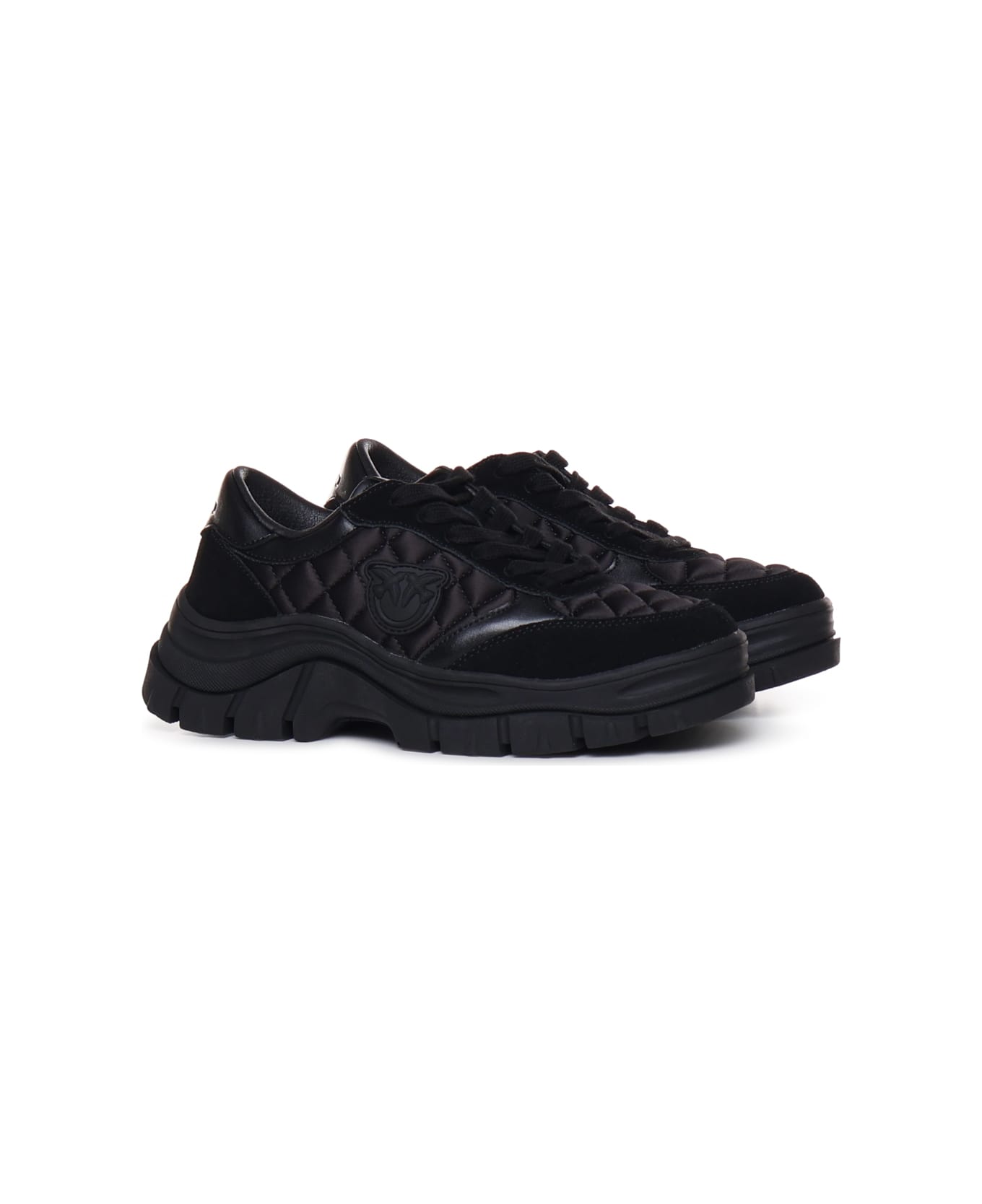 Pinko Memphis Sneakers In Quilted Fabric With Logo - Nero limousine