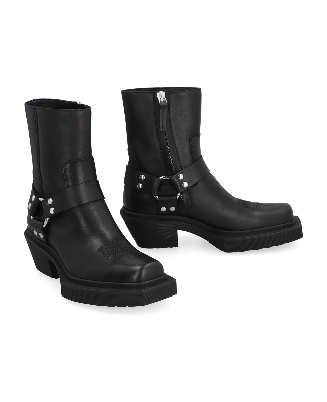 VETEMENTS Leather Cowboy Boots - black