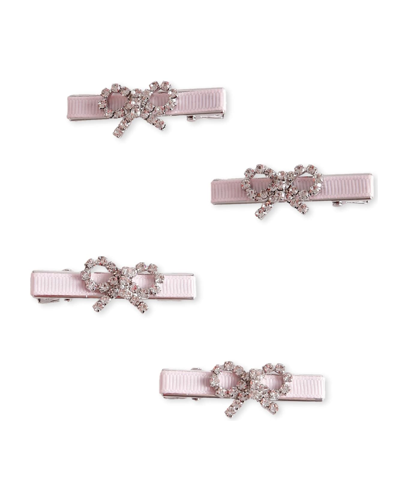 self-portrait Pink Hair Clip Set For Girl With Bows - Pink