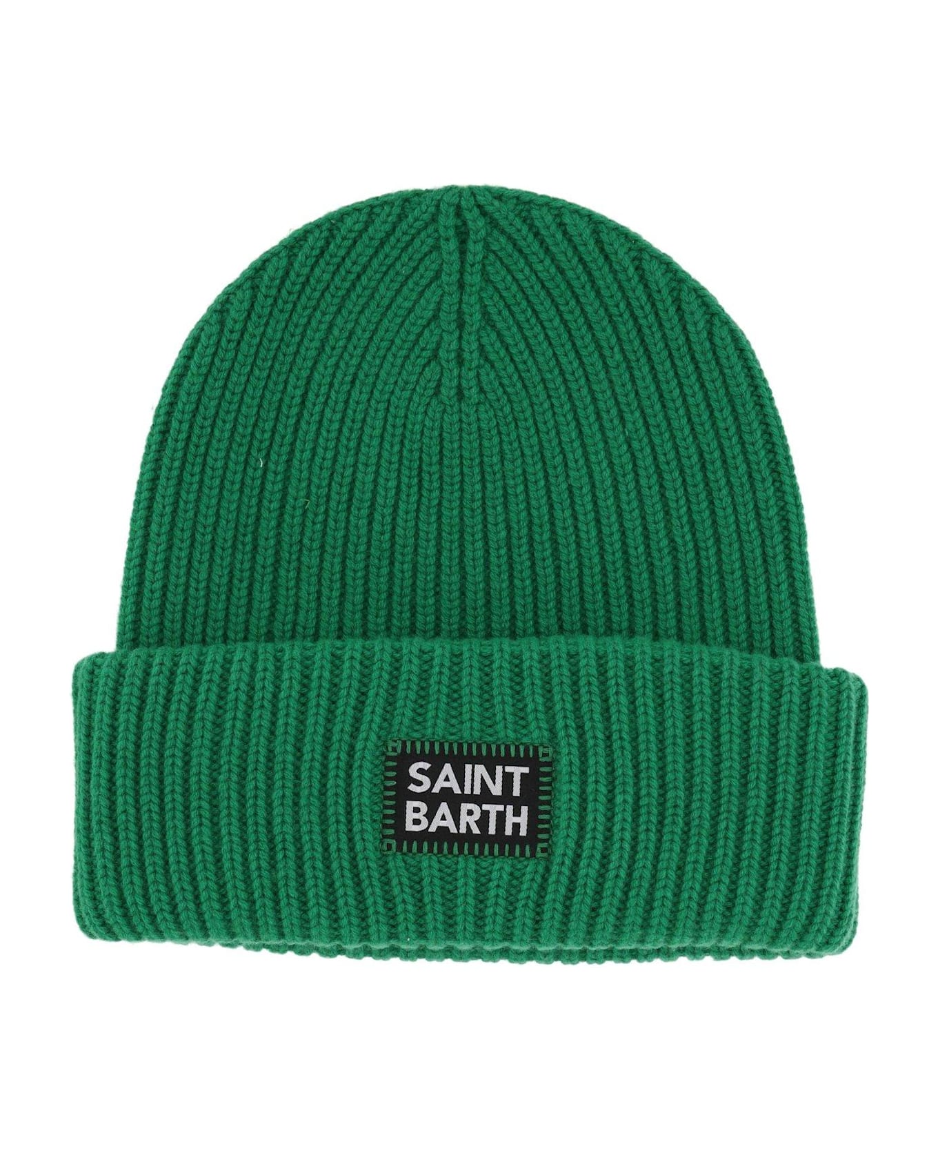 MC2 Saint Barth Berry Logo Patch Knitted Beanie - Green